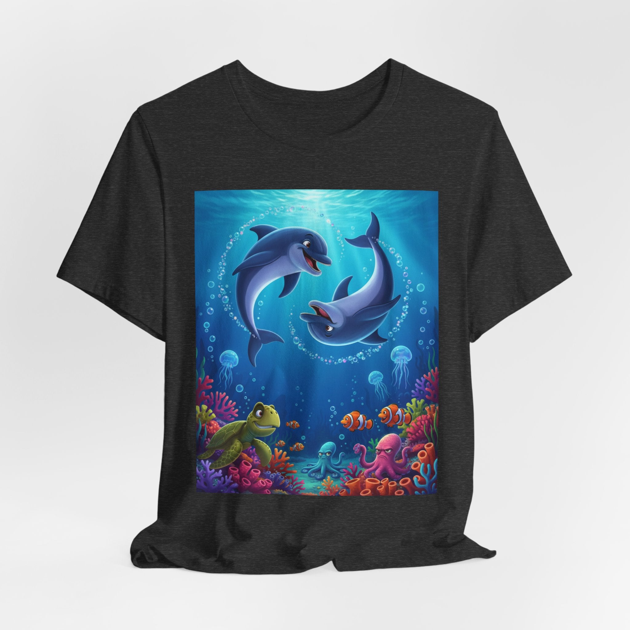 Dolphin Underwater Scene T-Shirt — Playful Ocean Wildlife Tee