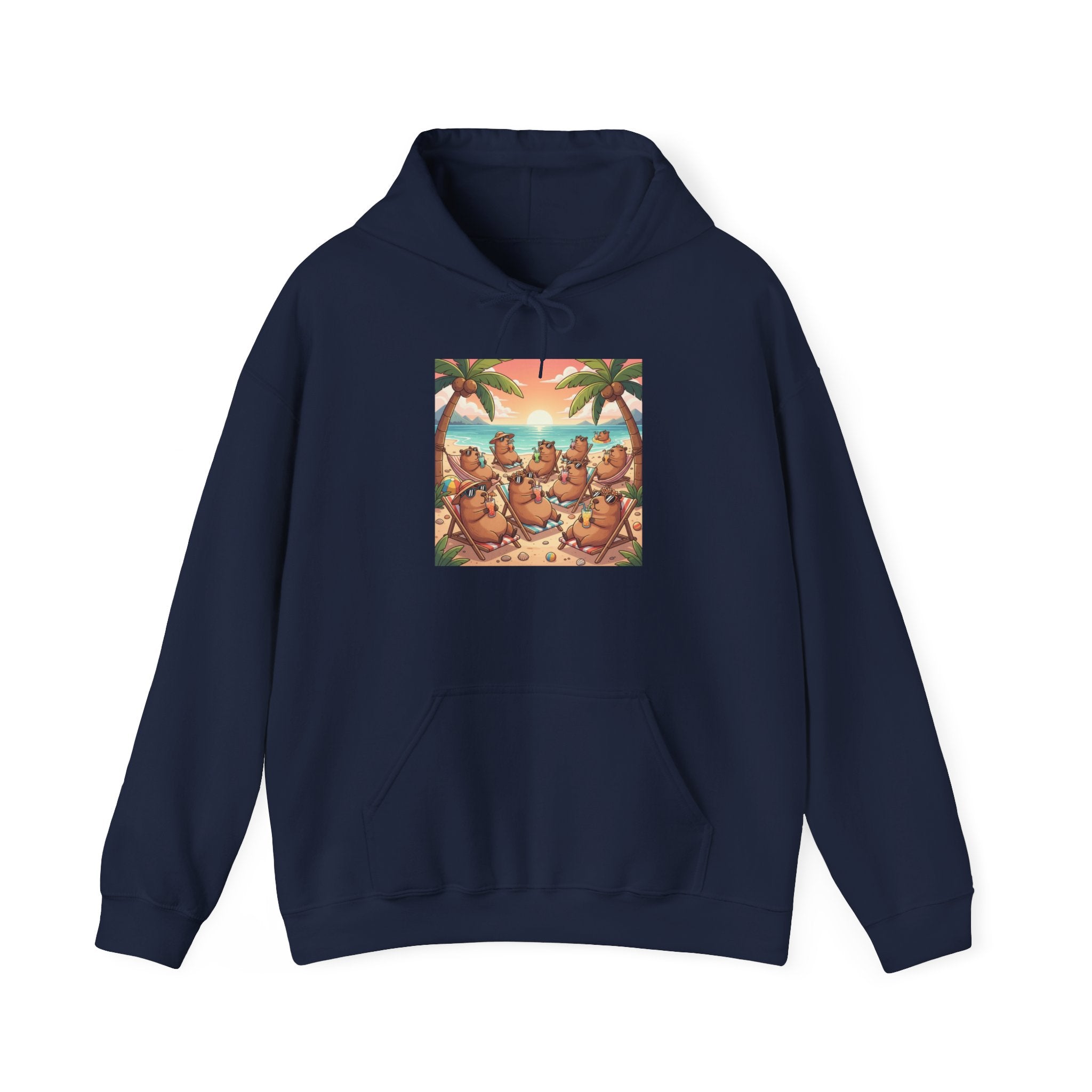 Capybaras on the Beach Hoodie — Tropical Beach Party Pullover