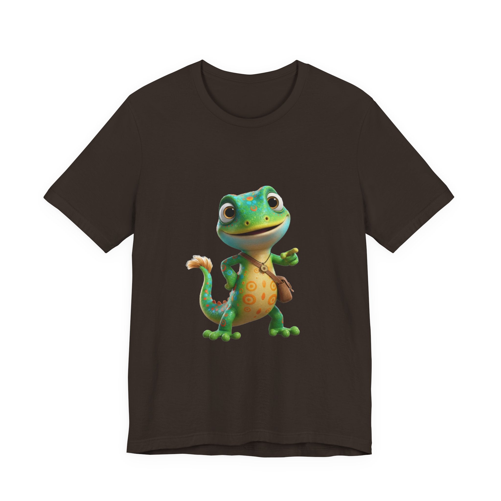 Cute Cartoon Gecko T‑Shirt — Friendly Green Lizard Graphic Tee