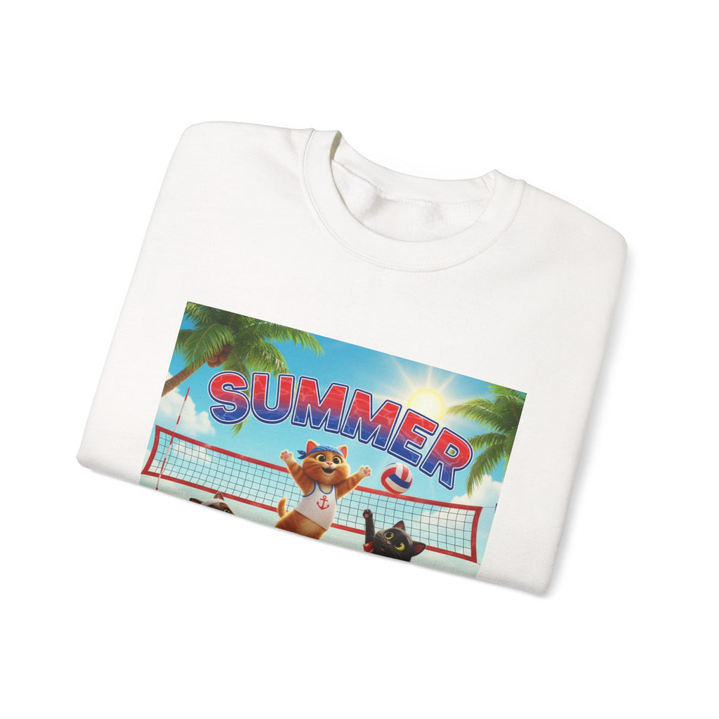 Kitties Summer Beach Volleyball Sweatshirt — Cute Kitties Playing at the Beach