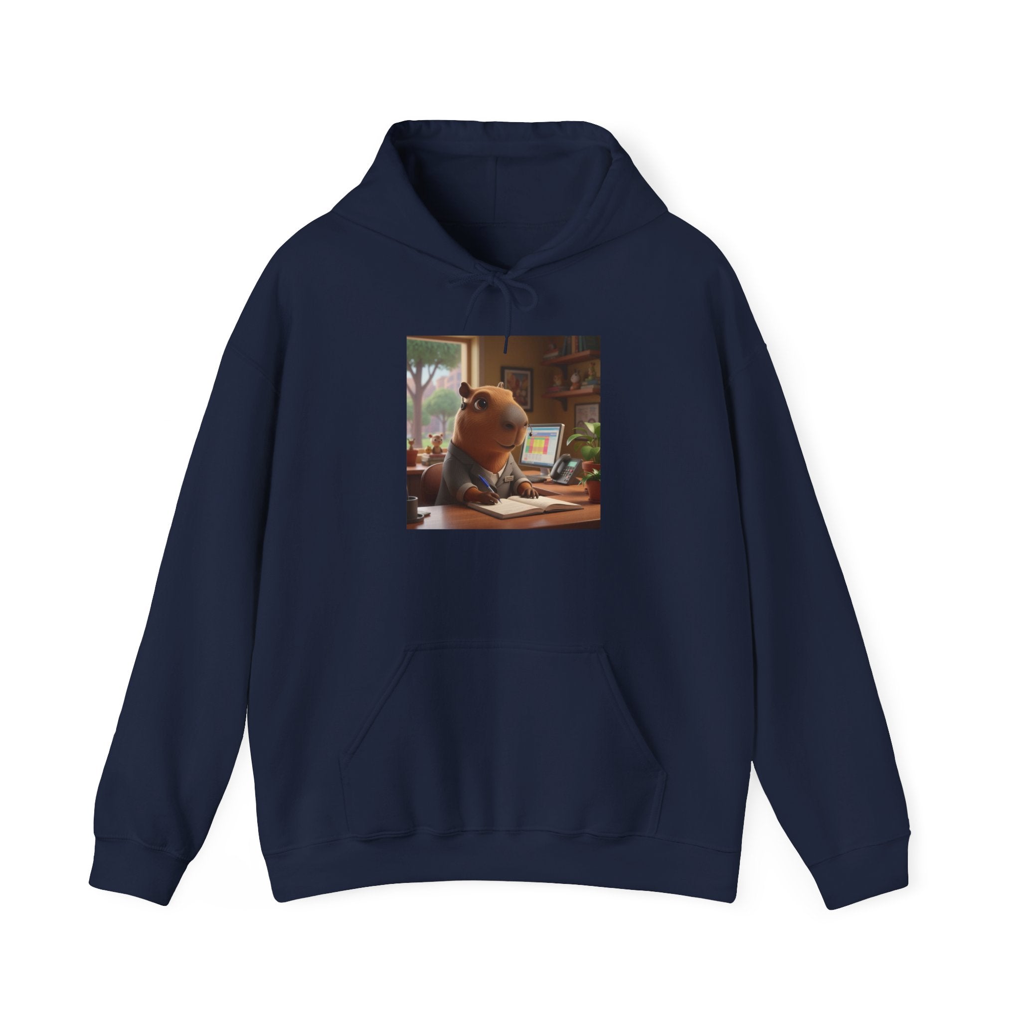 Capybara in the Office  Reading Hoodie — Cute Study Vibes Sweatshirt