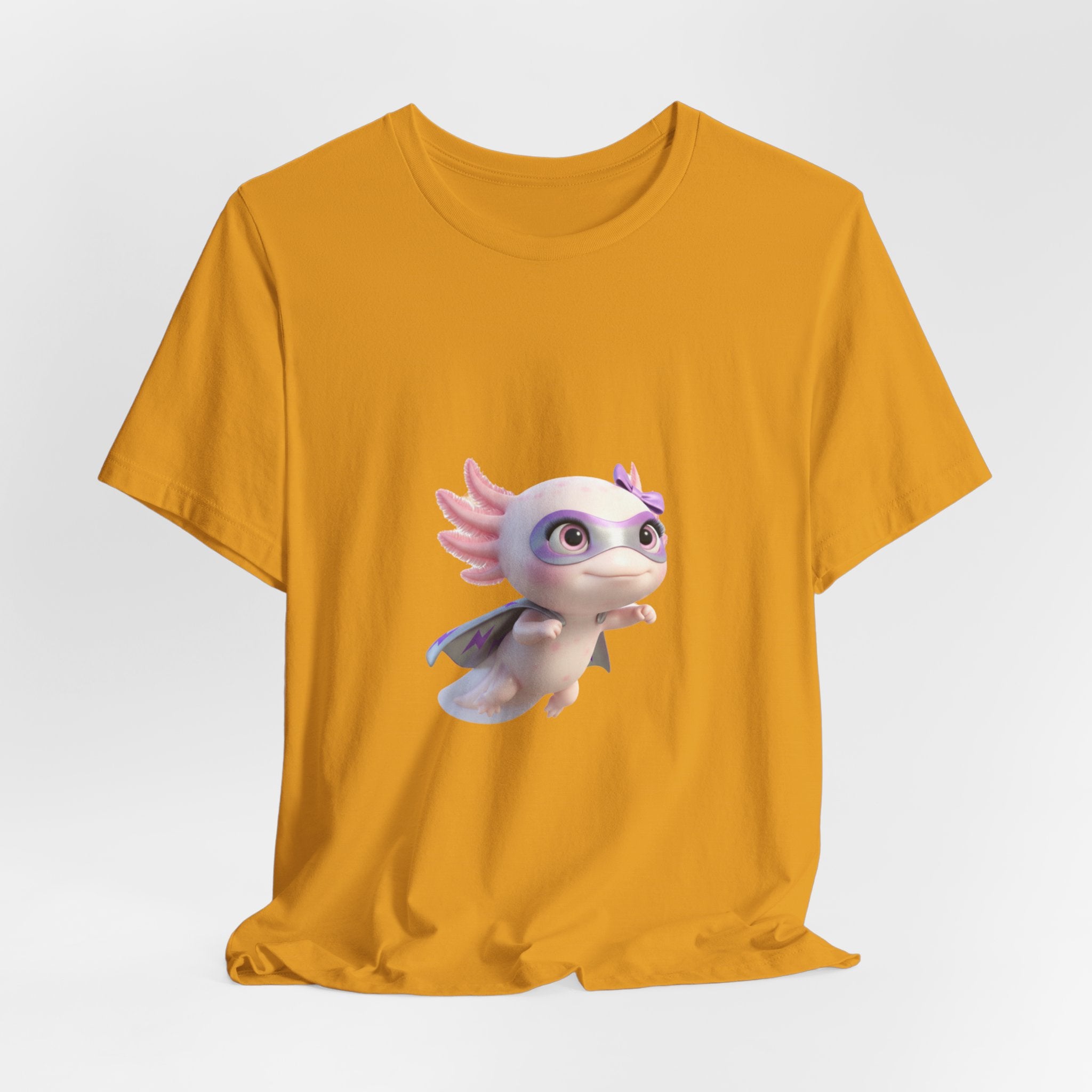 Axolotl Superhero Tee — Pastel Flying Axolotl Graphic Shirt