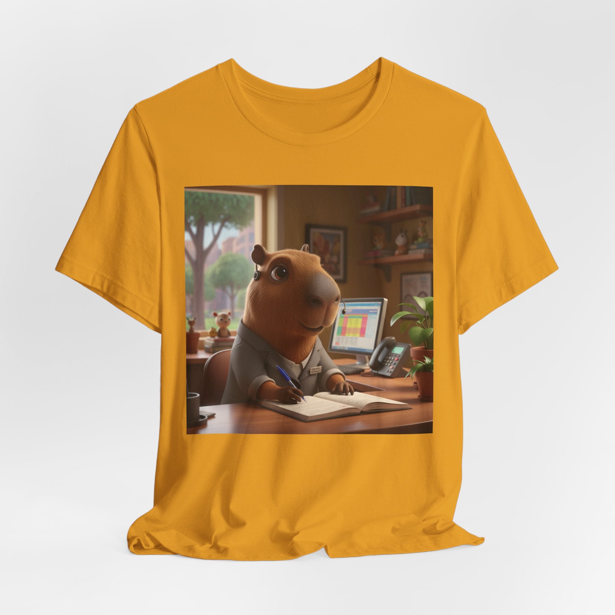 Capybara Receptionist — Cute Capybara Office Animal Illustration T-Shirt