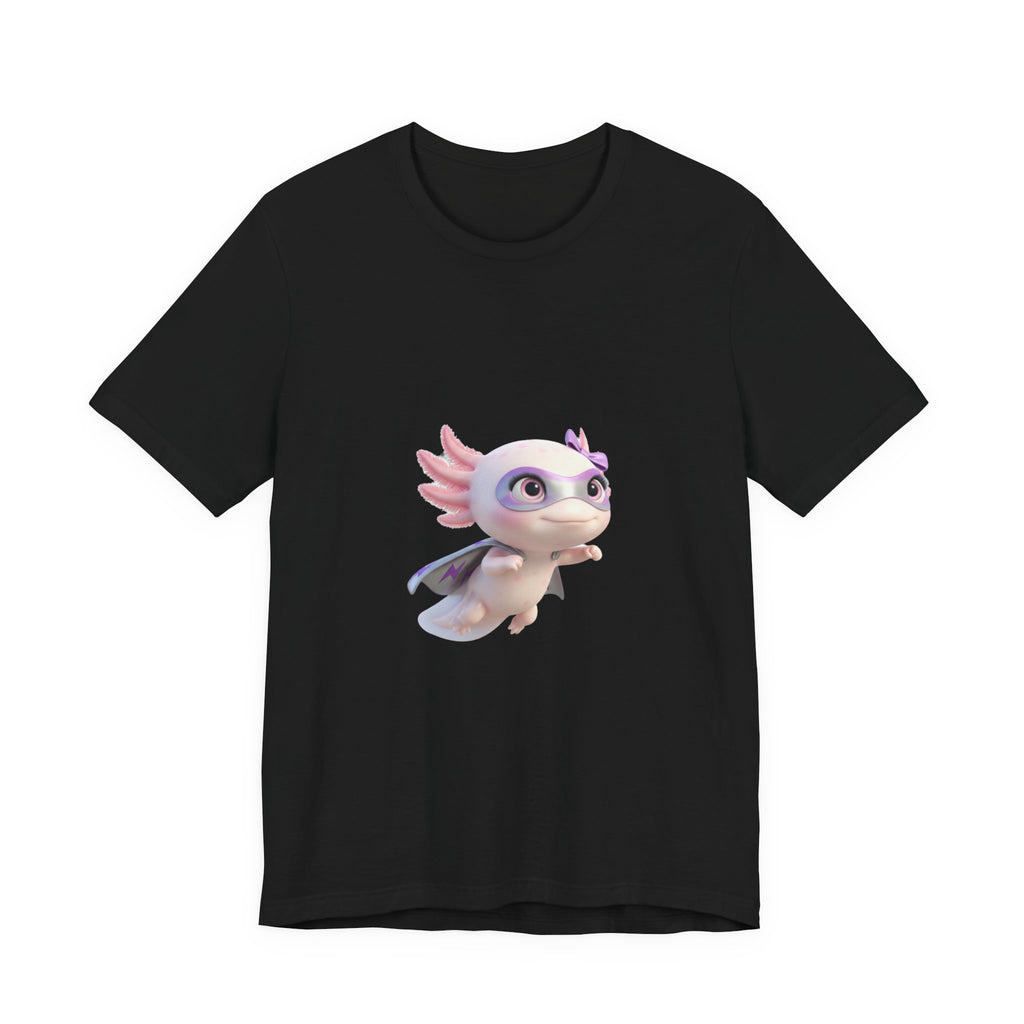 Axolotl Superhero Tee — Pastel Flying Axolotl Graphic Shirt