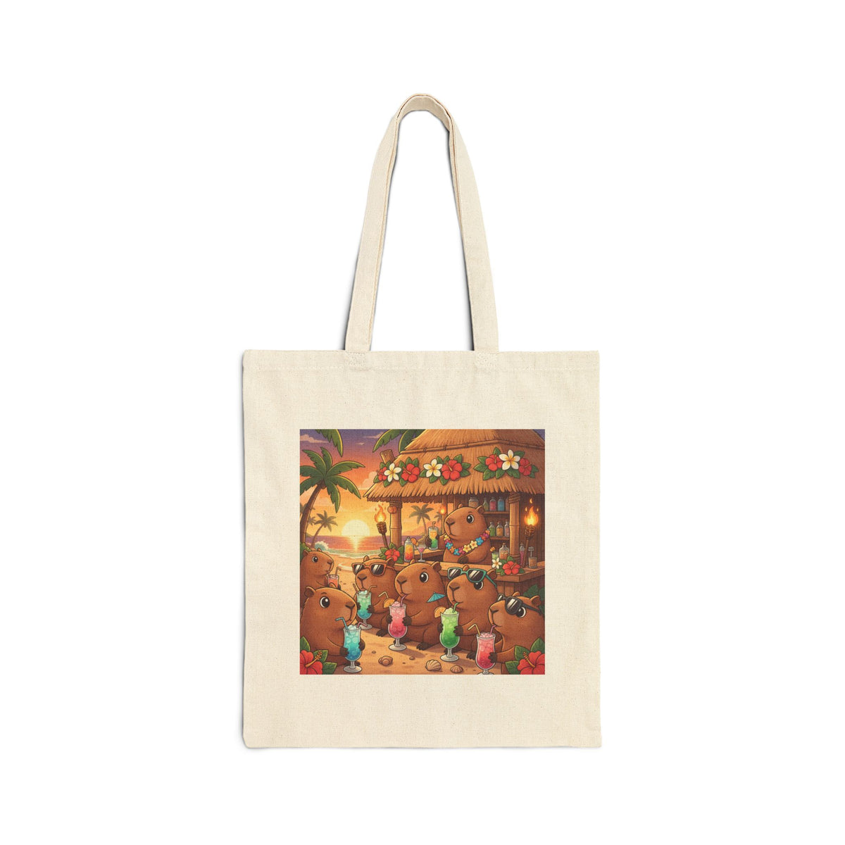 Capybaras Beach Scene Tote Bag