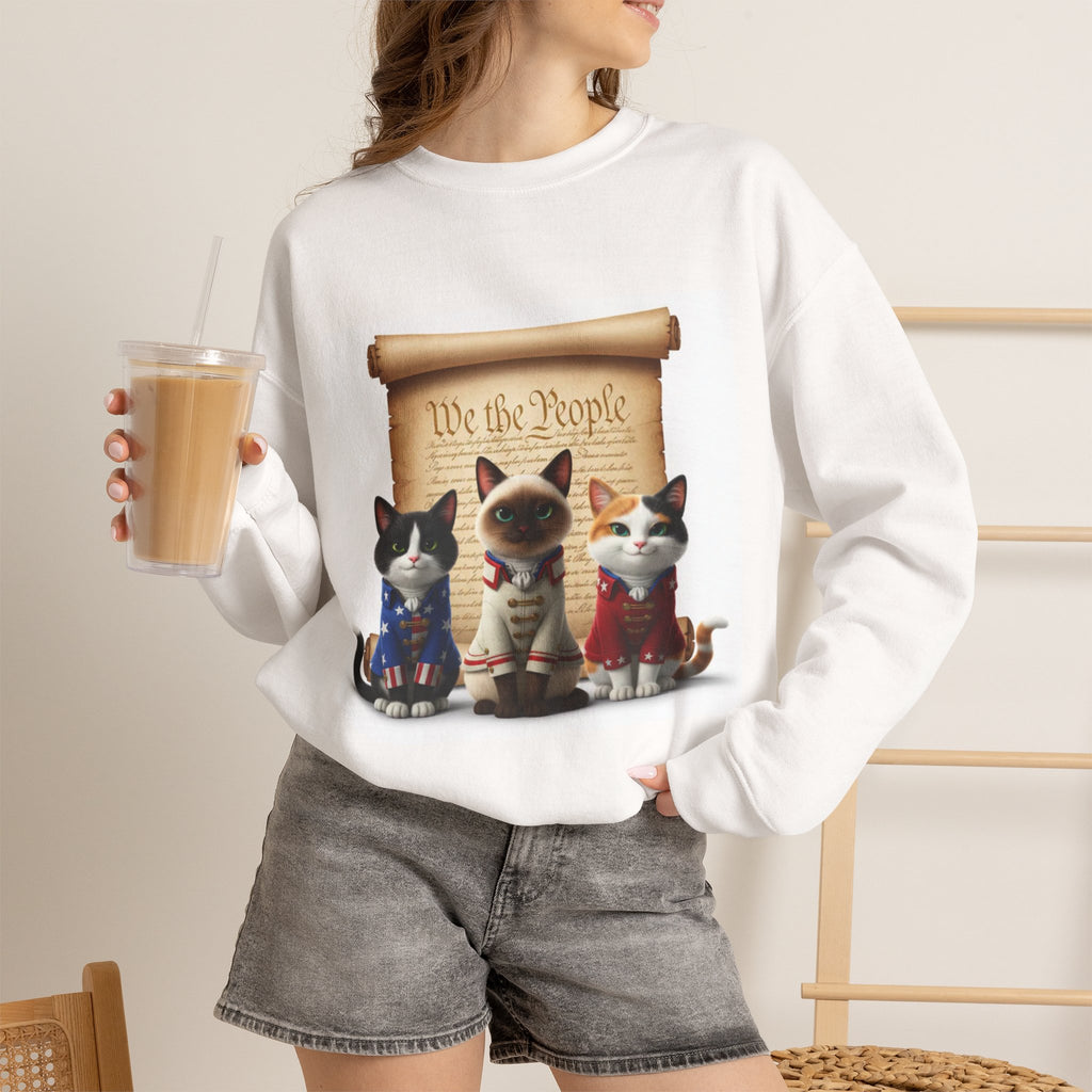 Patriotic Cats 'We the People' Crewneck Sweatshirt