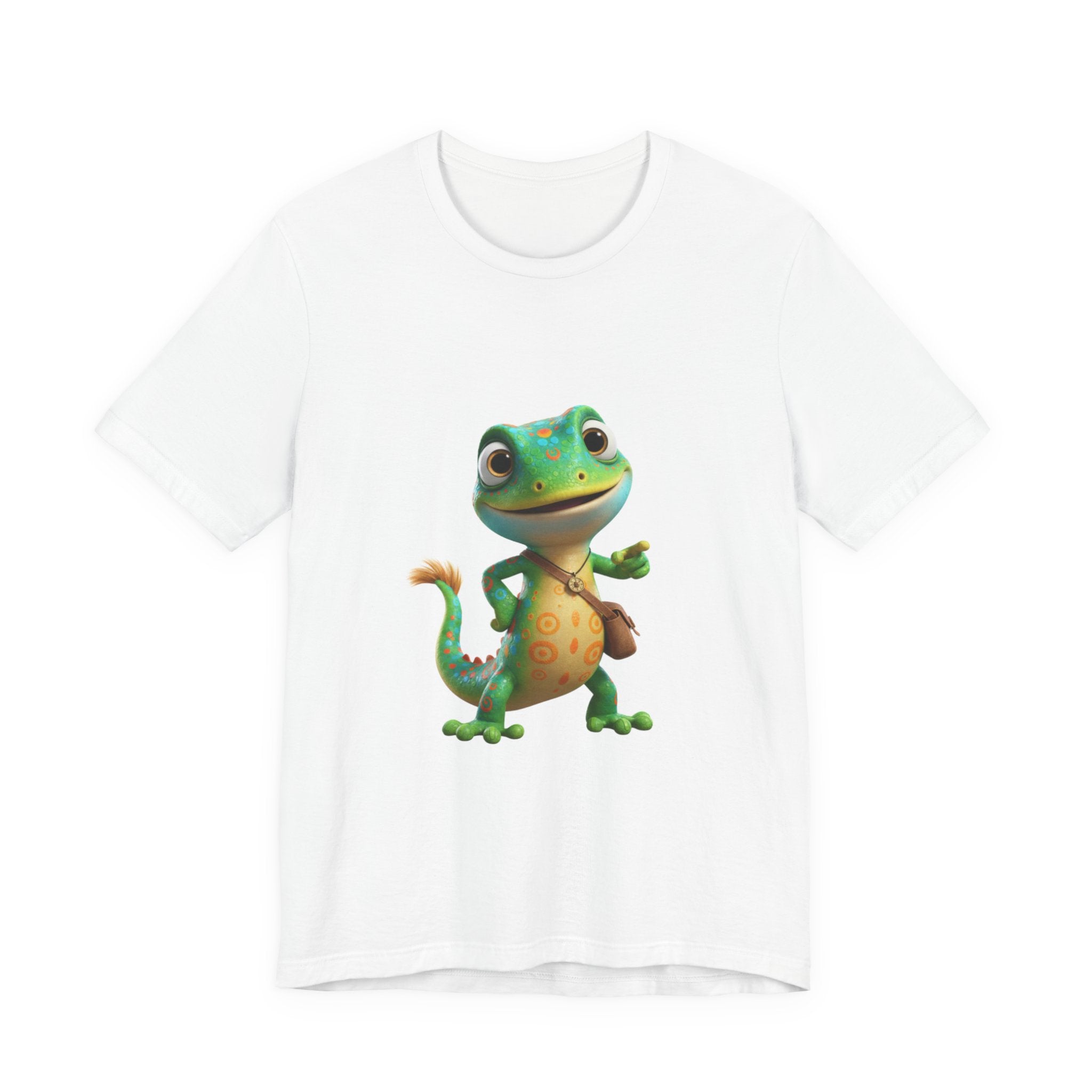 Cute Cartoon Gecko T‑Shirt — Friendly Green Lizard Graphic Tee