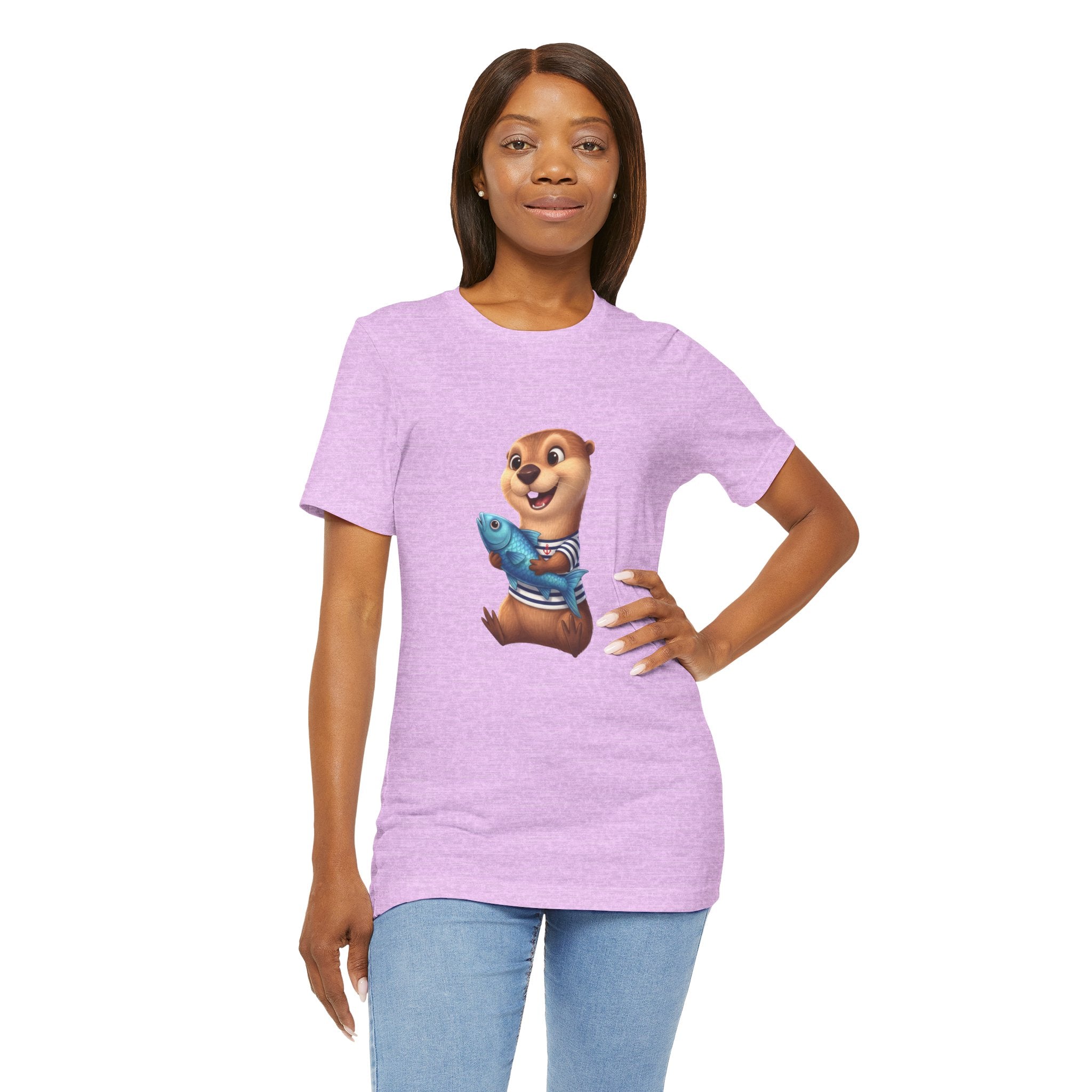 Otter Holding Fish Tee — Cute Marine Animal T-Shirt
