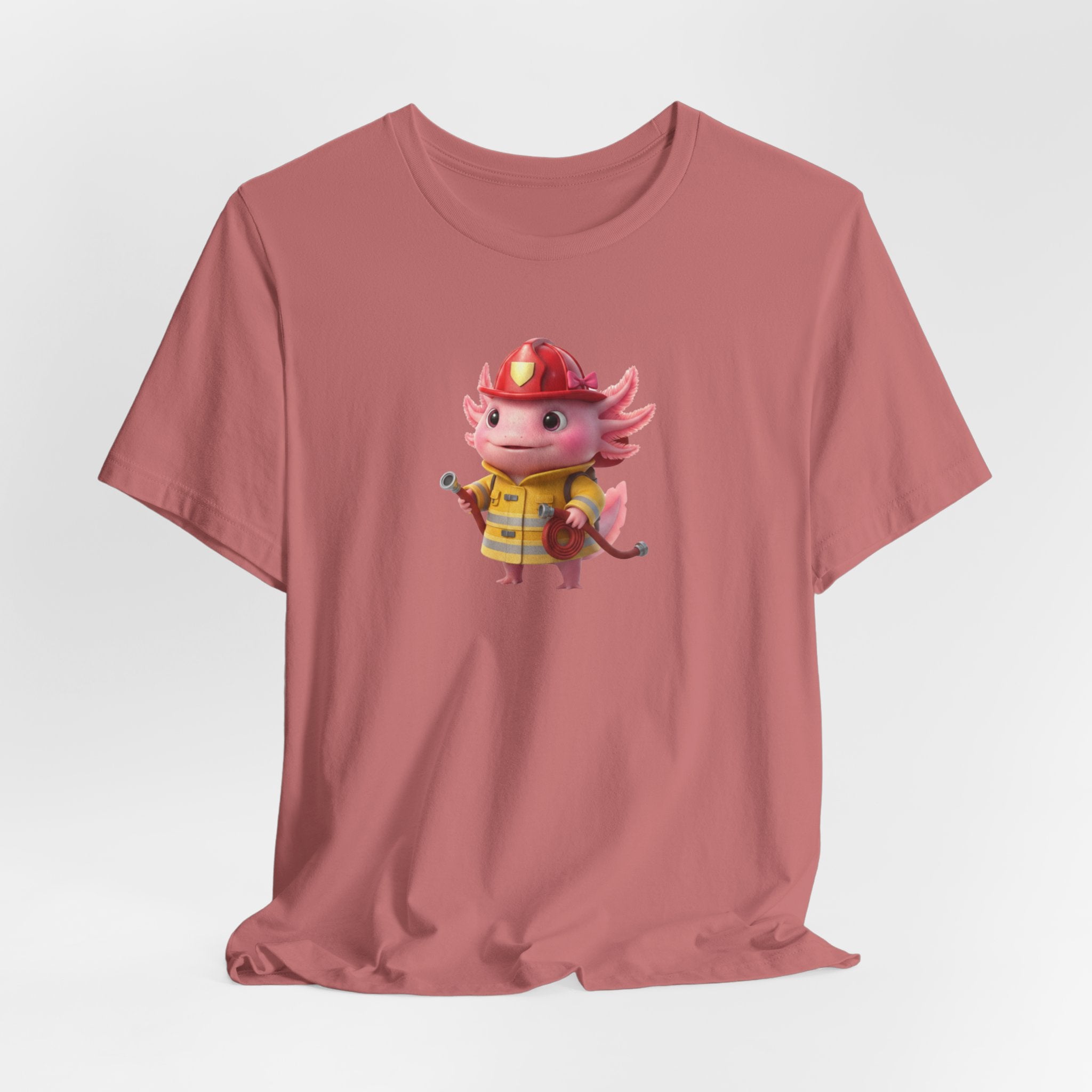 Axolotl Firefighter Girl T-Shirt — Cute Kid’s Firefighter Axolotl Graphic Tee