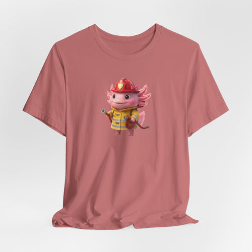 Axolotl Firefighter Girl T-Shirt — Cute Kid’s Firefighter Axolotl Graphic Tee