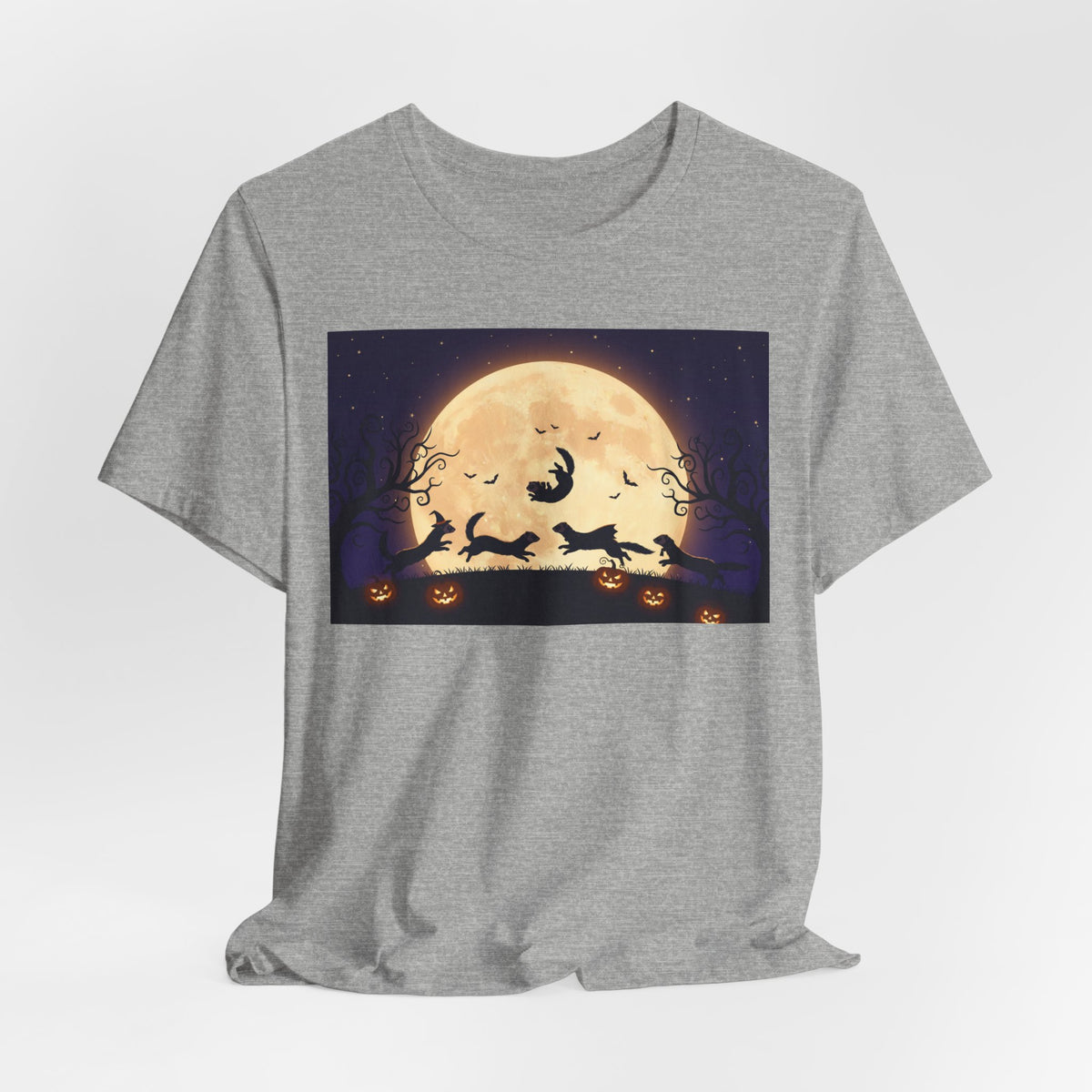 Ferrets Halloween Moon T‑Shirt — Spooky Full Moon Pumpkin Night Tee