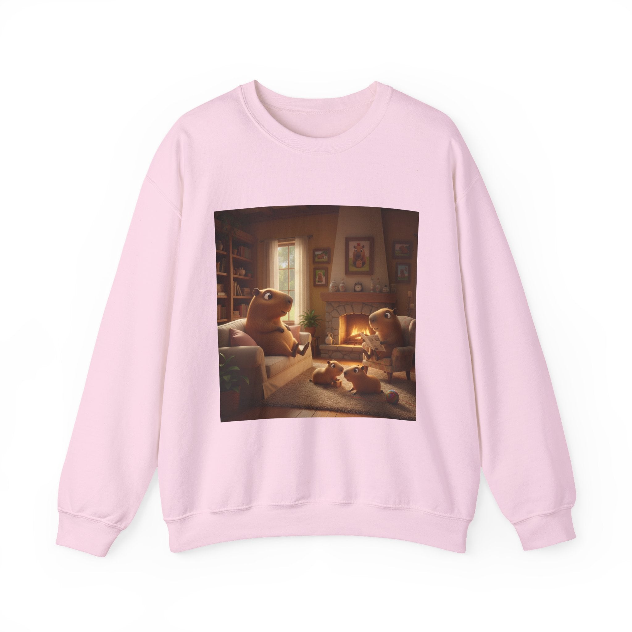 Capybara Family Fireplace Sweatshirt – Cute Night Crewneck