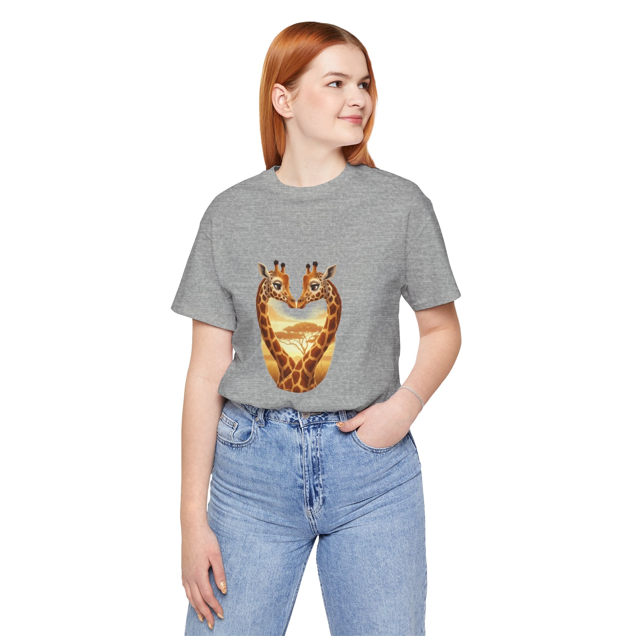 Giraffe Heart Tee — Sunset Safari Animal Graphic Shirt