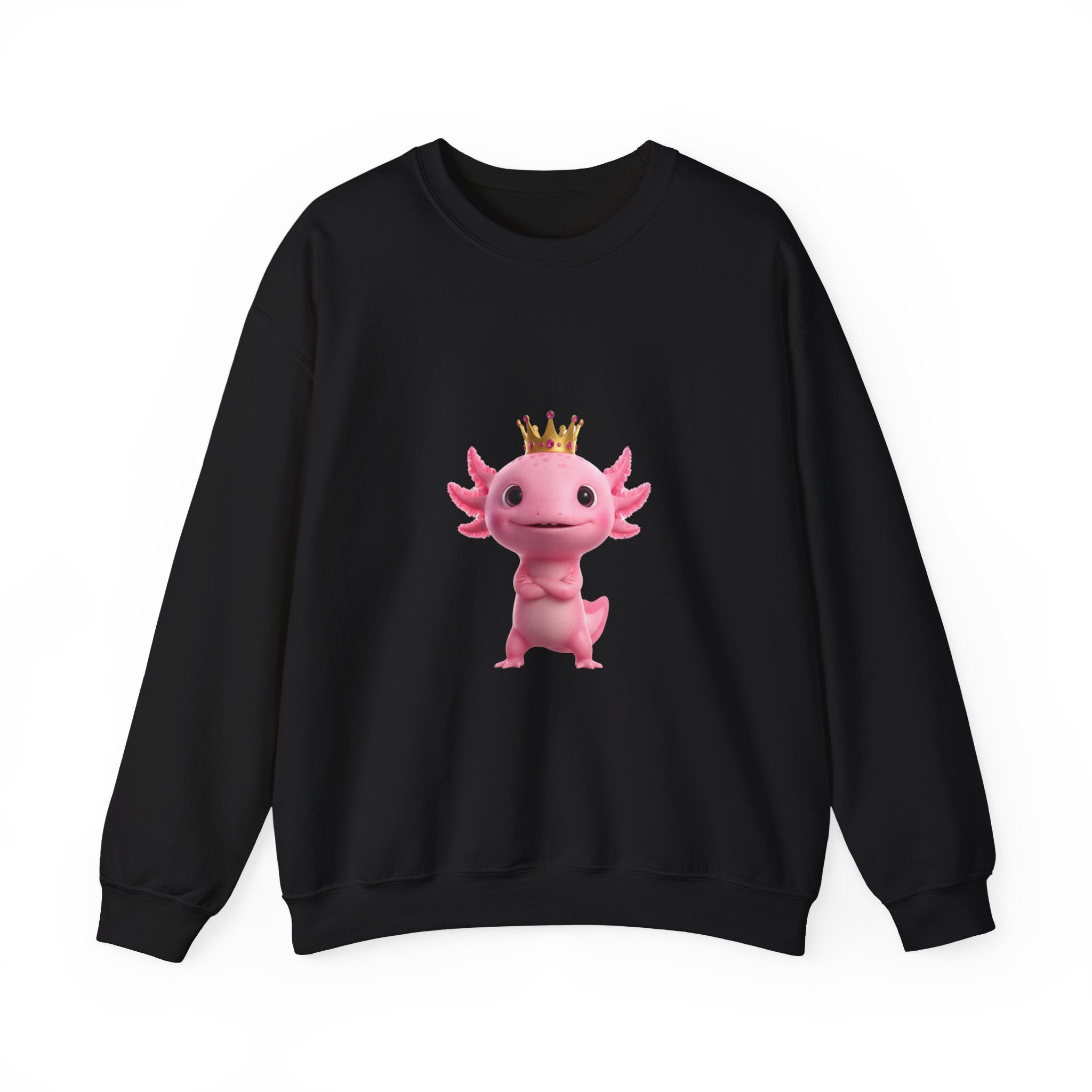 Axolotl Royal Crewneck Sweatshirt — Cute Pink Axolotl with Crown