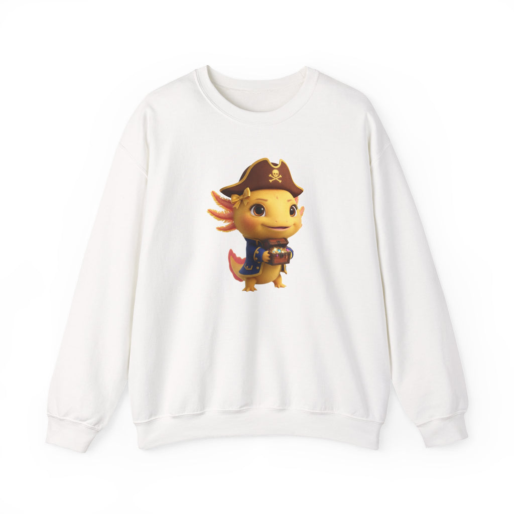 Axolotl Pirate Girl Crewneck Sweatshirt — Cute Pirate Axolotl Graphic