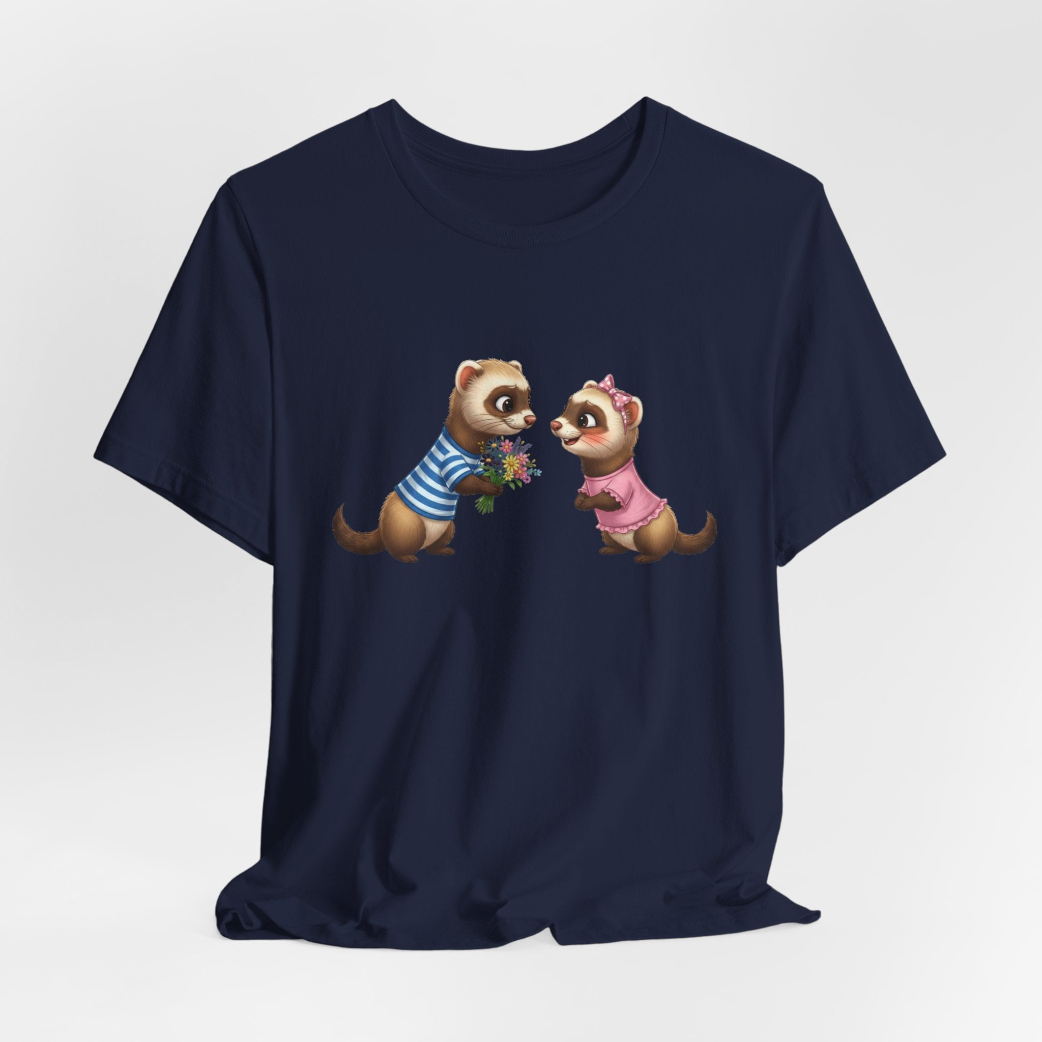 Ferret Couple Cute Graphic Tee — Romantic Animal T-Shirt