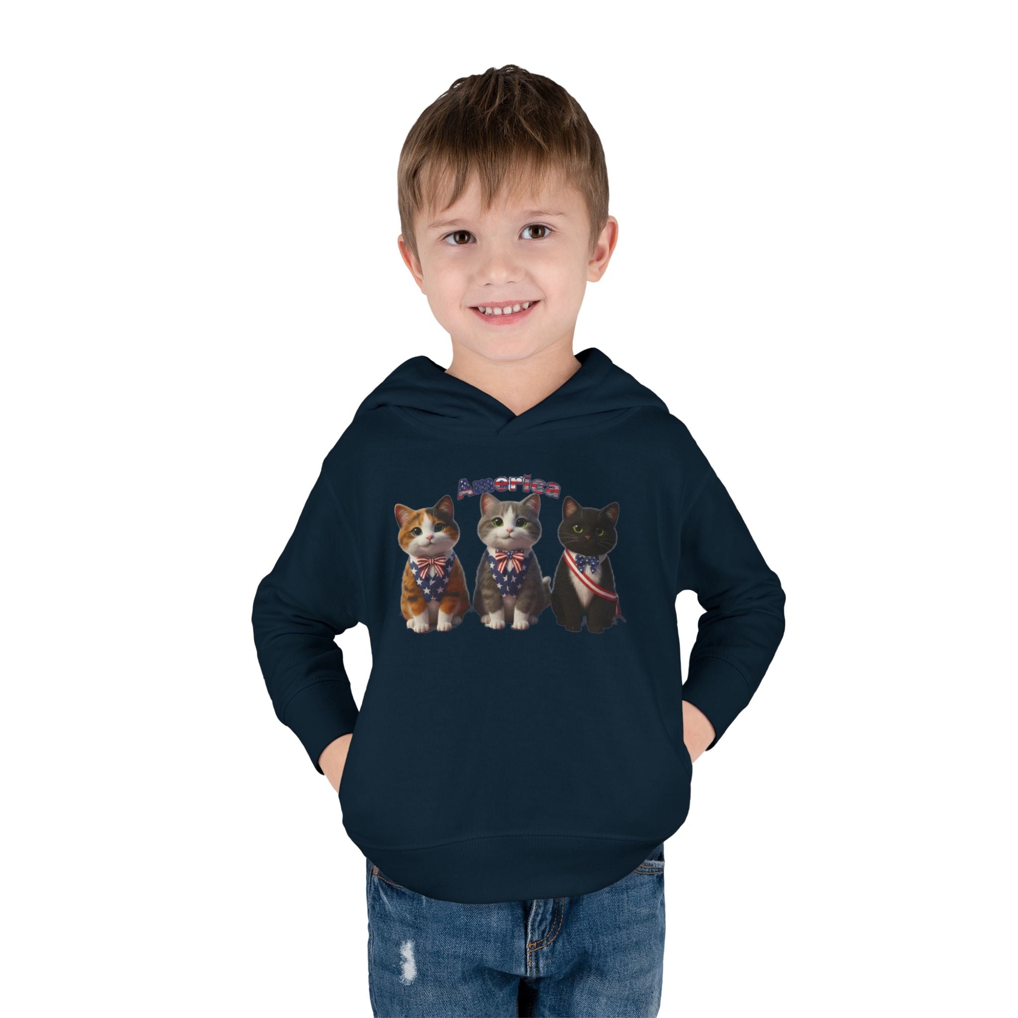 Kitties Toddler Hoodie — Patriotic Kittens "America" Fleece Pullover