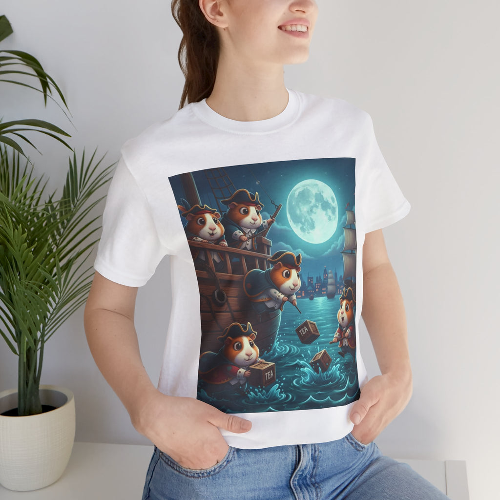 Guinea Pig Boston Tea Party Tee — Cute Nautical Adventure T‑Shirt