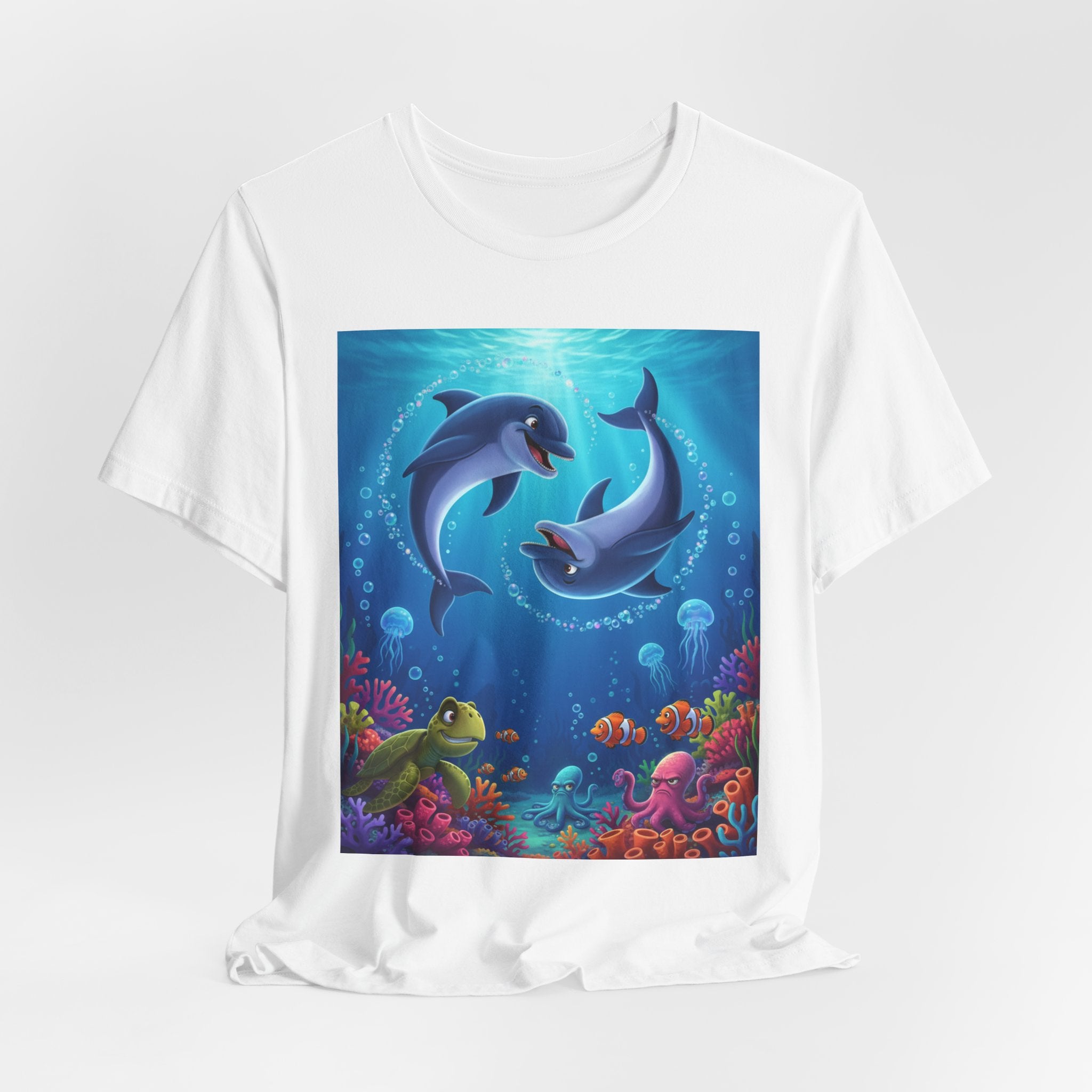 Dolphin Underwater Scene T-Shirt — Playful Ocean Wildlife Tee