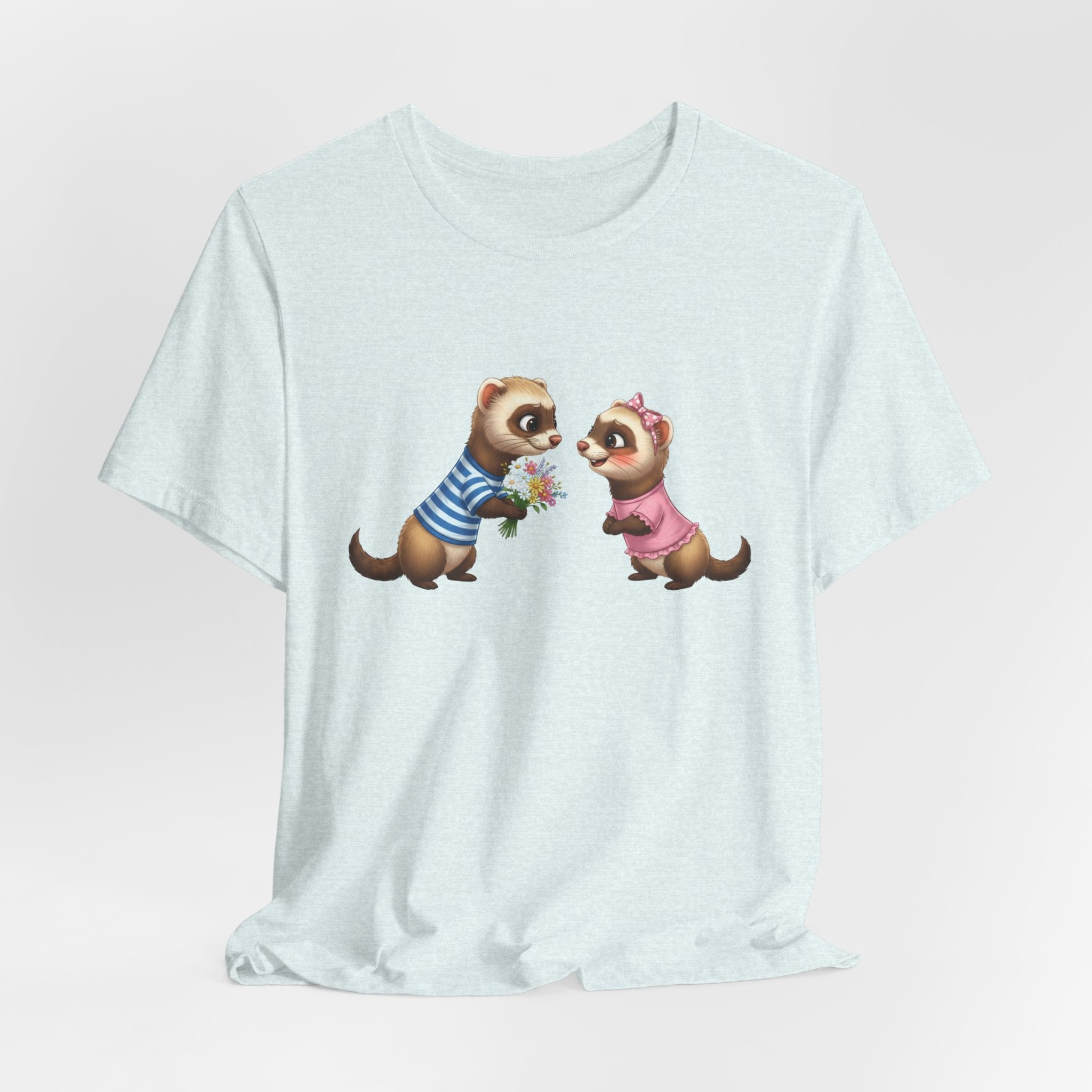 Ferret Couple Cute Graphic Tee — Romantic Animal T-Shirt