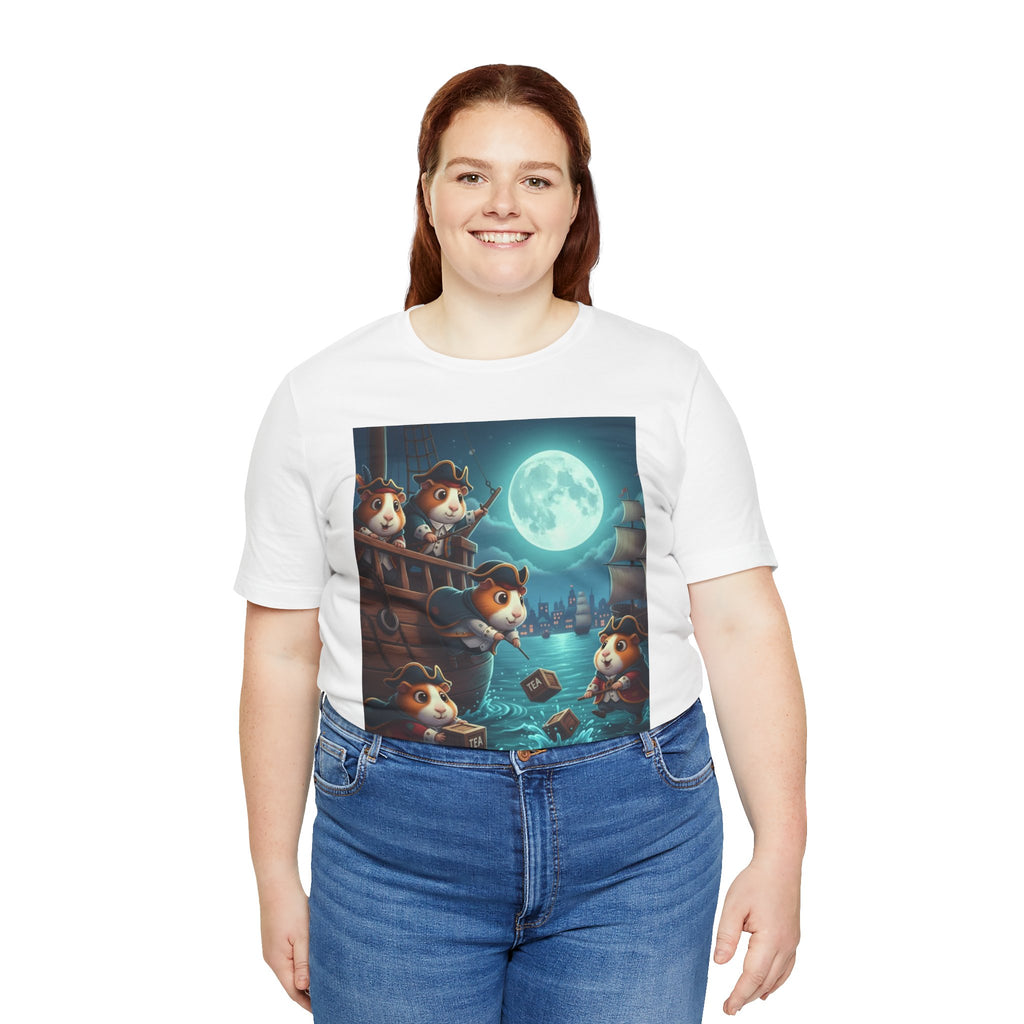 Guinea Pig Boston Tea Party Tee — Cute Nautical Adventure T‑Shirt