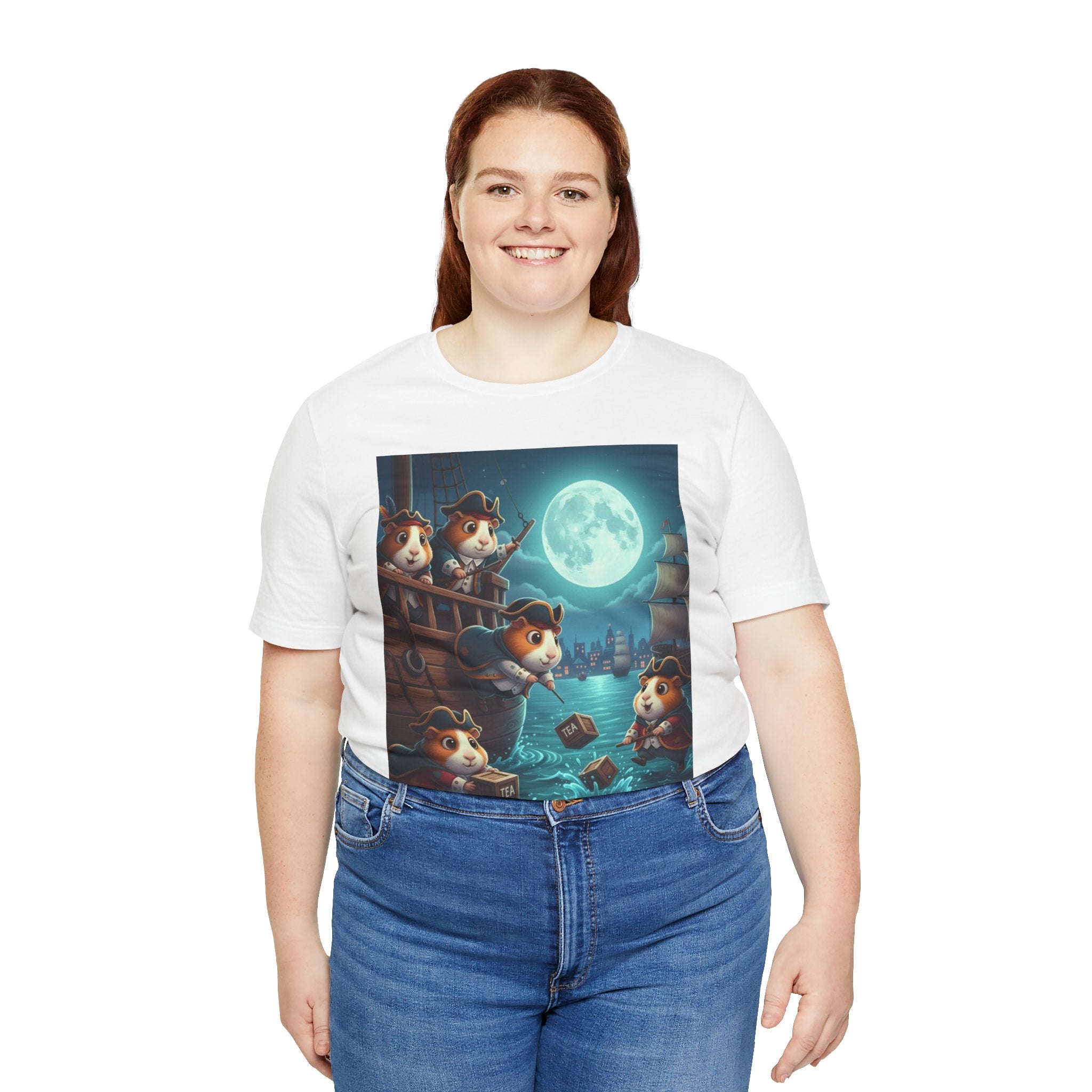 Guinea Pig Boston Tea Party Tee — Cute Nautical Adventure T‑Shirt