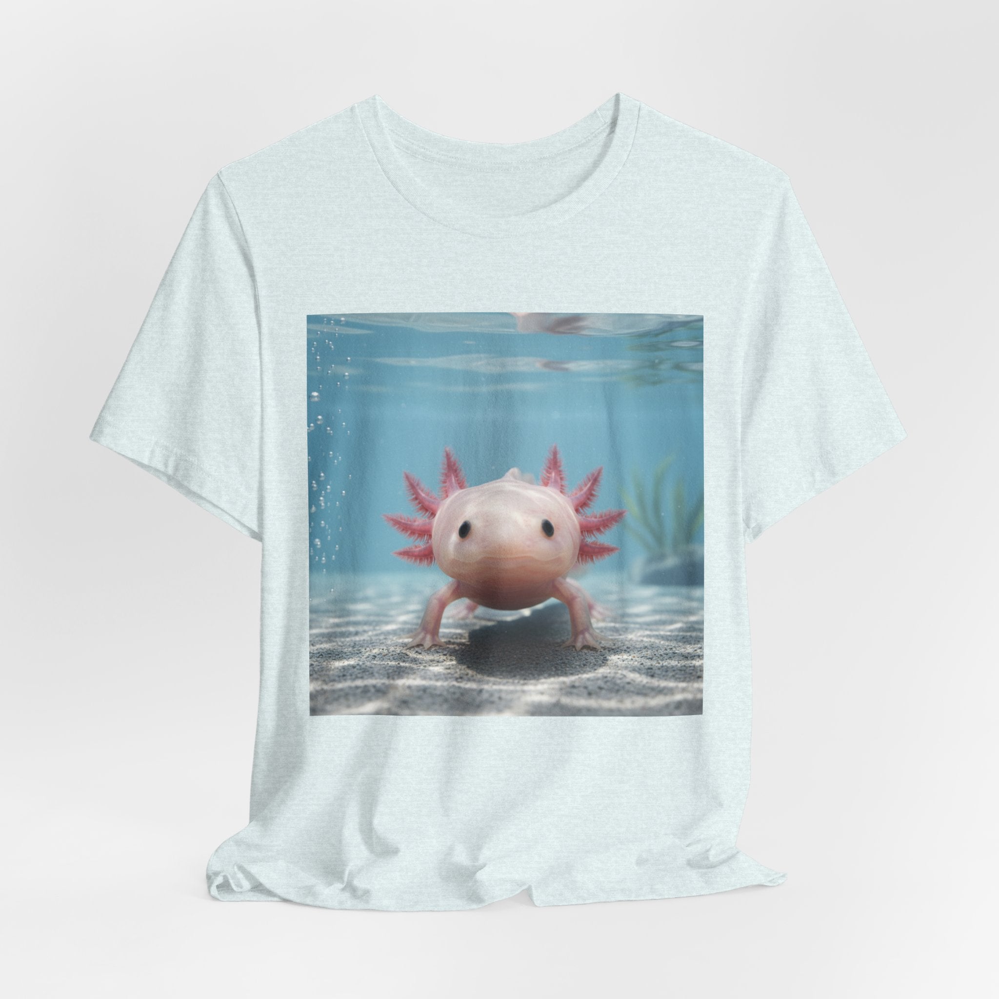 Axolotl Smiles Underwater Tee — Cute Pink Axolotl Graphic T‑Shirt