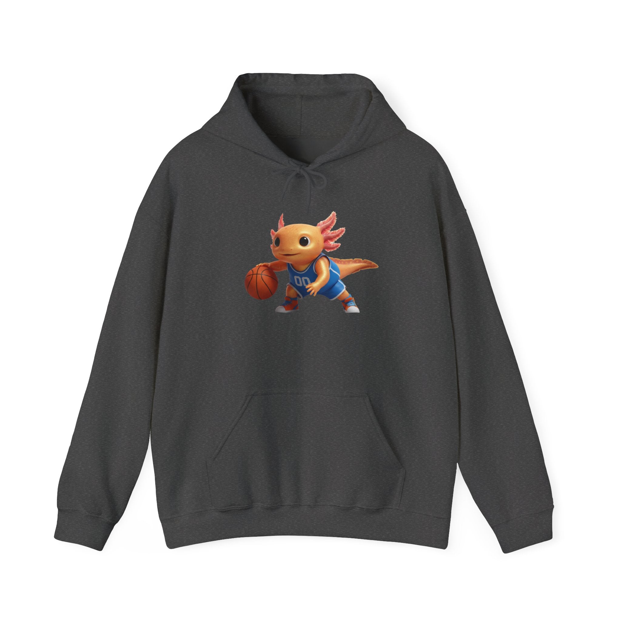 Axolotl Basketball Hoodie — Cute Axolotl Dribbling Graphic Sweatshirt