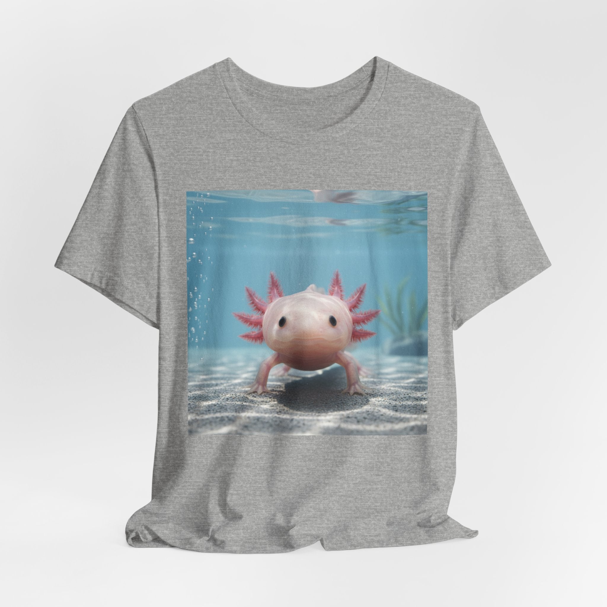 Axolotl Smiles Underwater Tee — Cute Pink Axolotl Graphic T‑Shirt