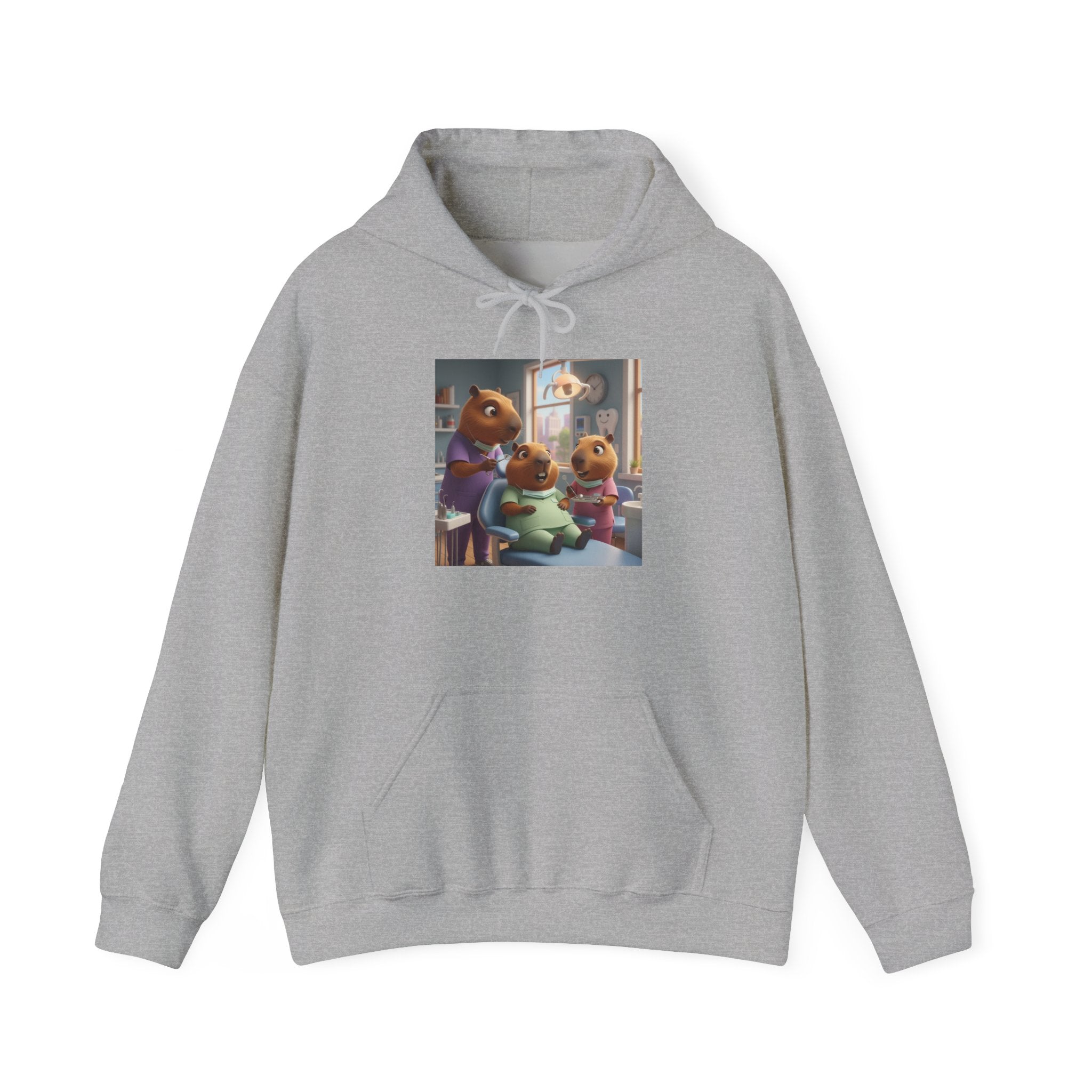 Capybara Dentist Scene Hoodie — Cute Animal Dental Pullover