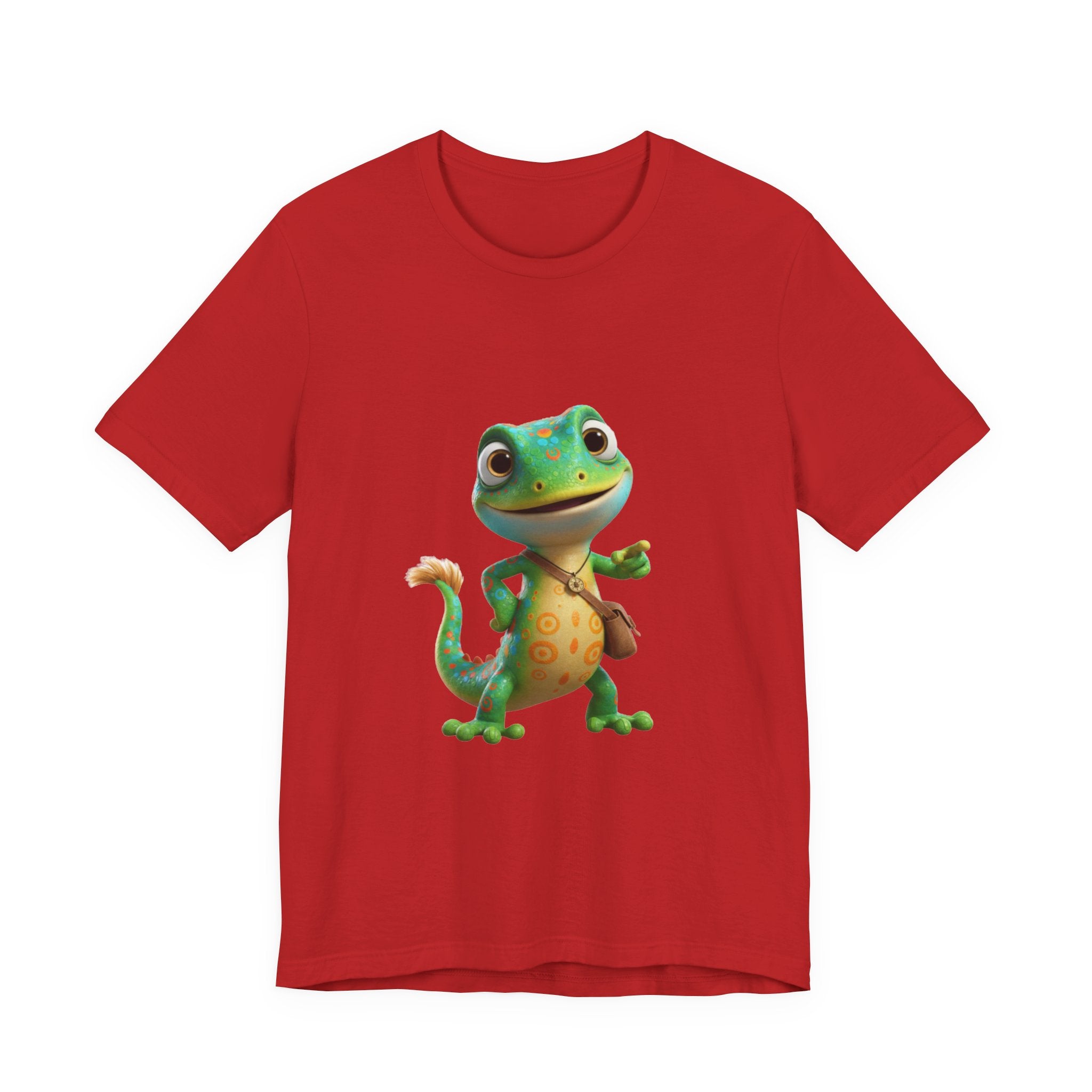 Cute Cartoon Gecko T‑Shirt — Friendly Green Lizard Graphic Tee