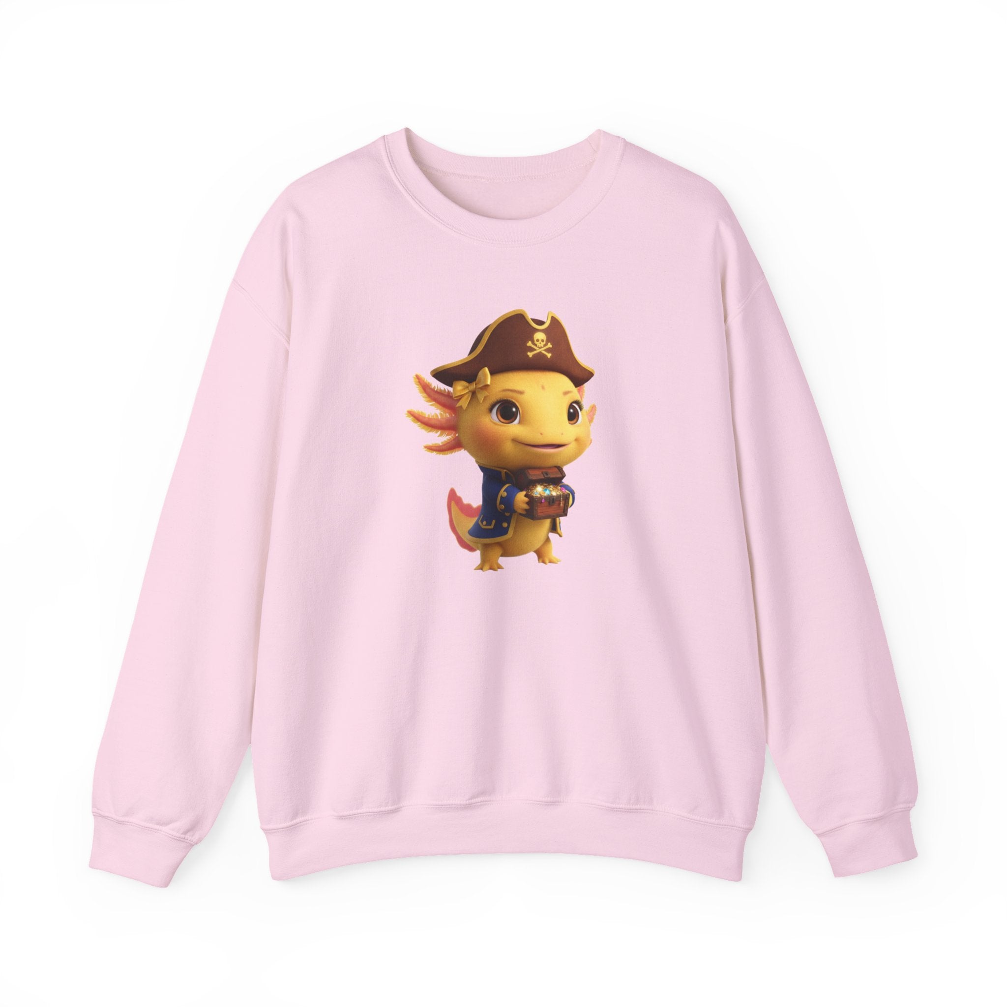 Axolotl Pirate Girl Crewneck Sweatshirt — Cute Pirate Axolotl Graphic