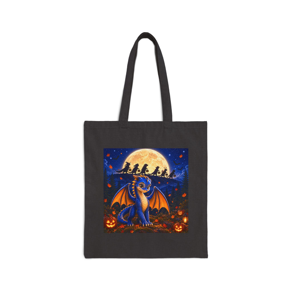 Halloween Dragon Canvas Tote — Spooky Bonfire Night Pumpkin Bag