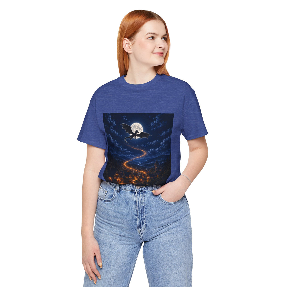Dragon Moonflight T‑Shirt — Night Sky Fantasy Tee