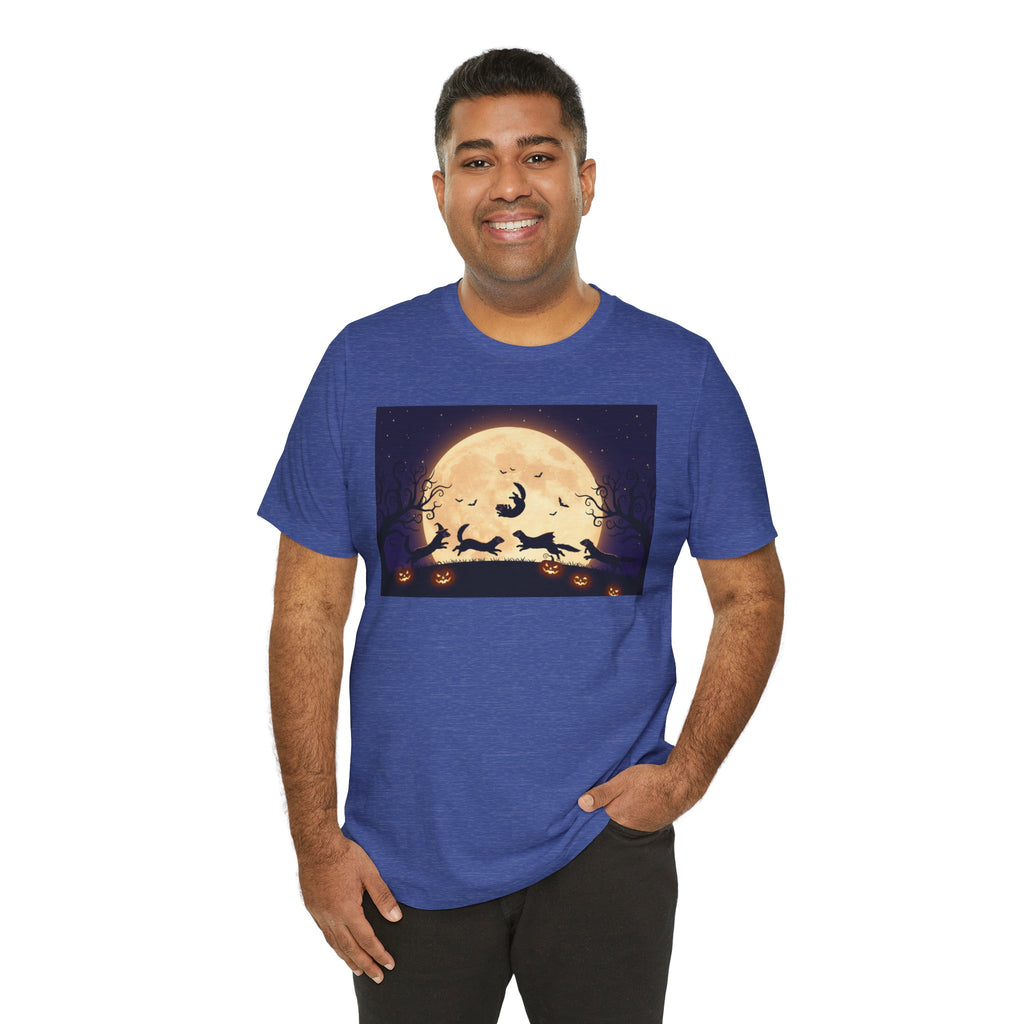 Ferrets Halloween Moon T‑Shirt — Spooky Full Moon Pumpkin Night Tee