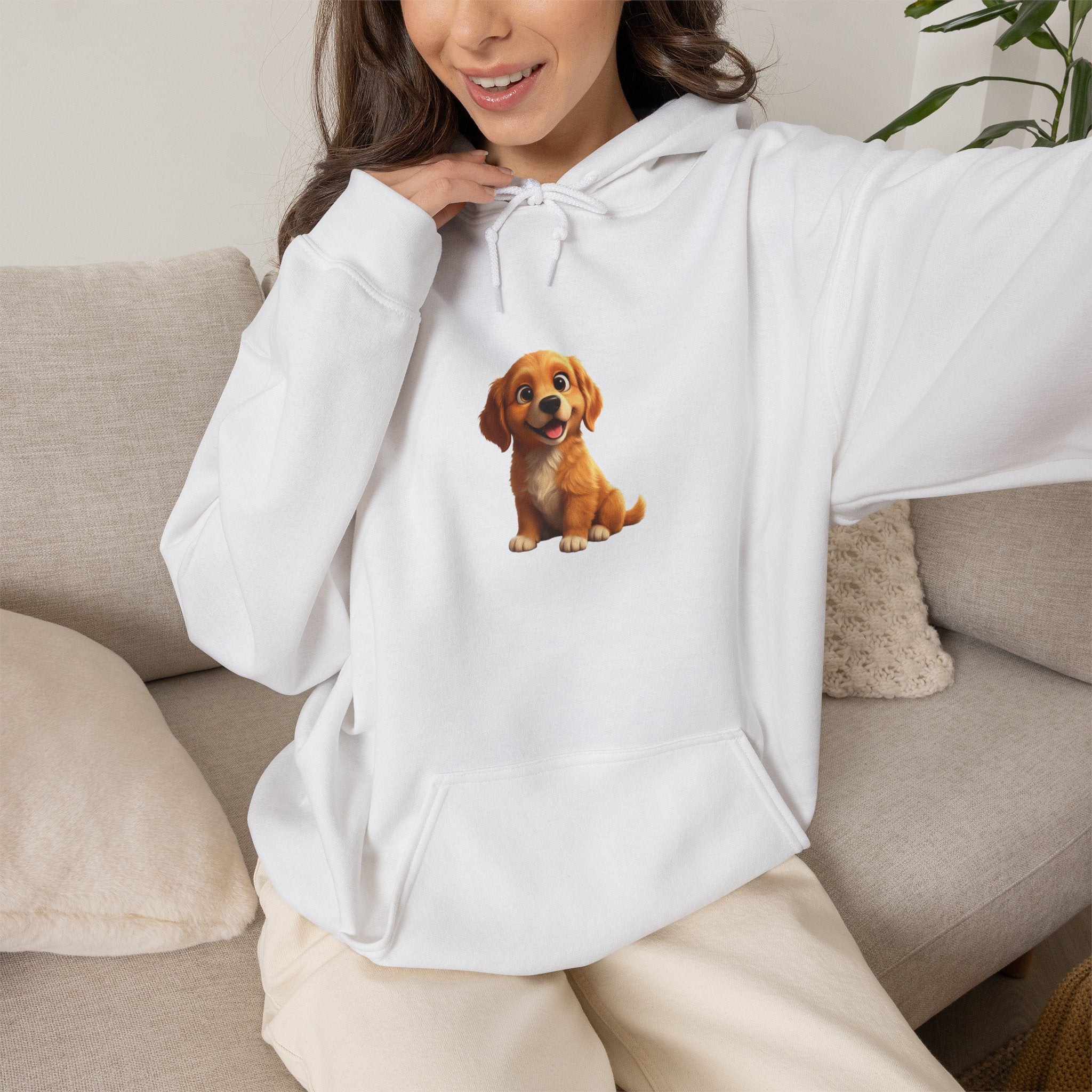 Puppy Golden Retriever Hoodie — Adorable Sitting Dog Graphic Sweatshirt