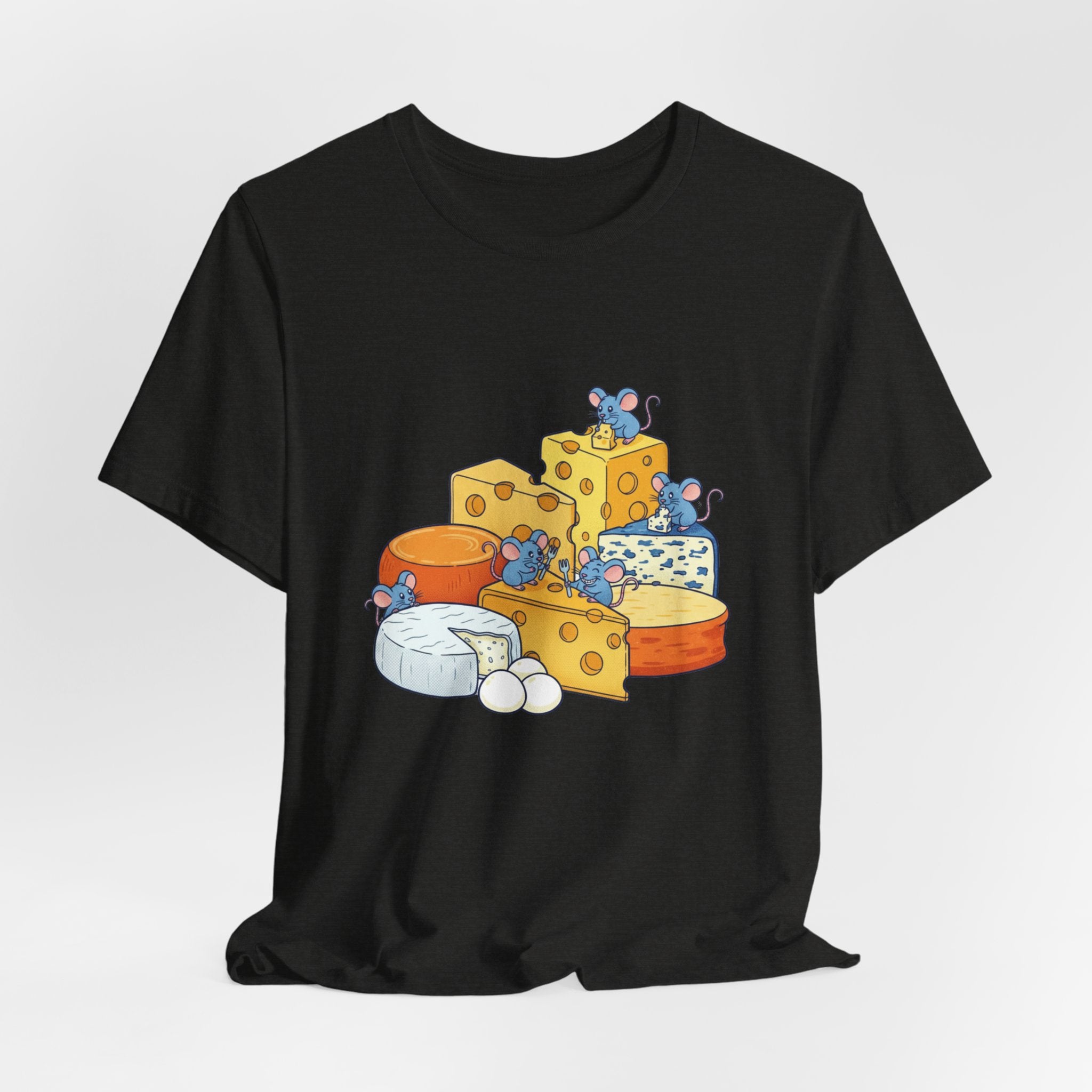 Cheese Platter T-Shirt — Cute Mice & Assorted Cheeses Tee