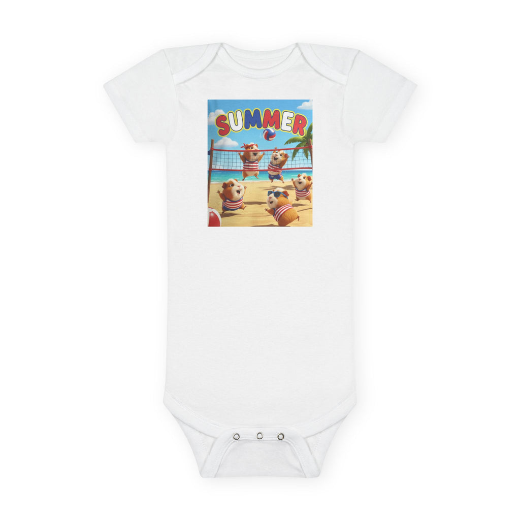 Guinea Pigs Summer Beach Baby Onesie® — Cute Guinea Pigs Volleyball Summer Bodysuit