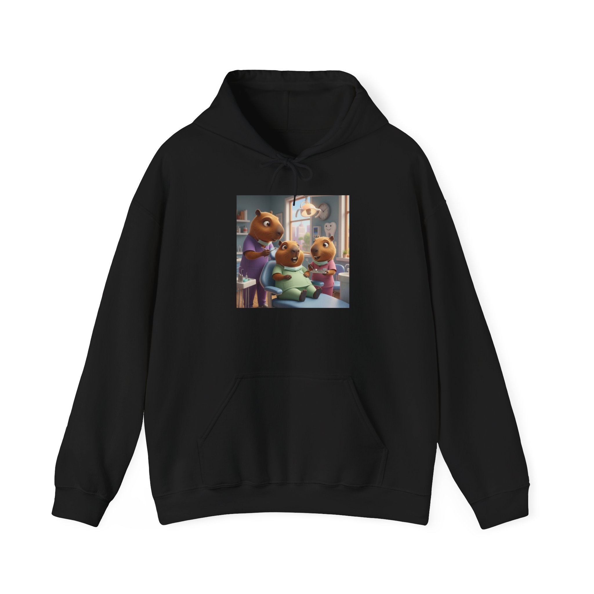 Capybara Dentist Scene Hoodie — Cute Animal Dental Pullover