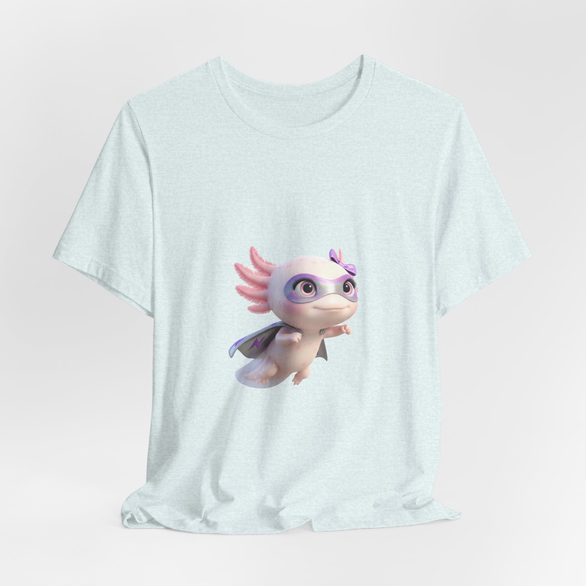 Axolotl Superhero Tee — Pastel Flying Axolotl Graphic Shirt