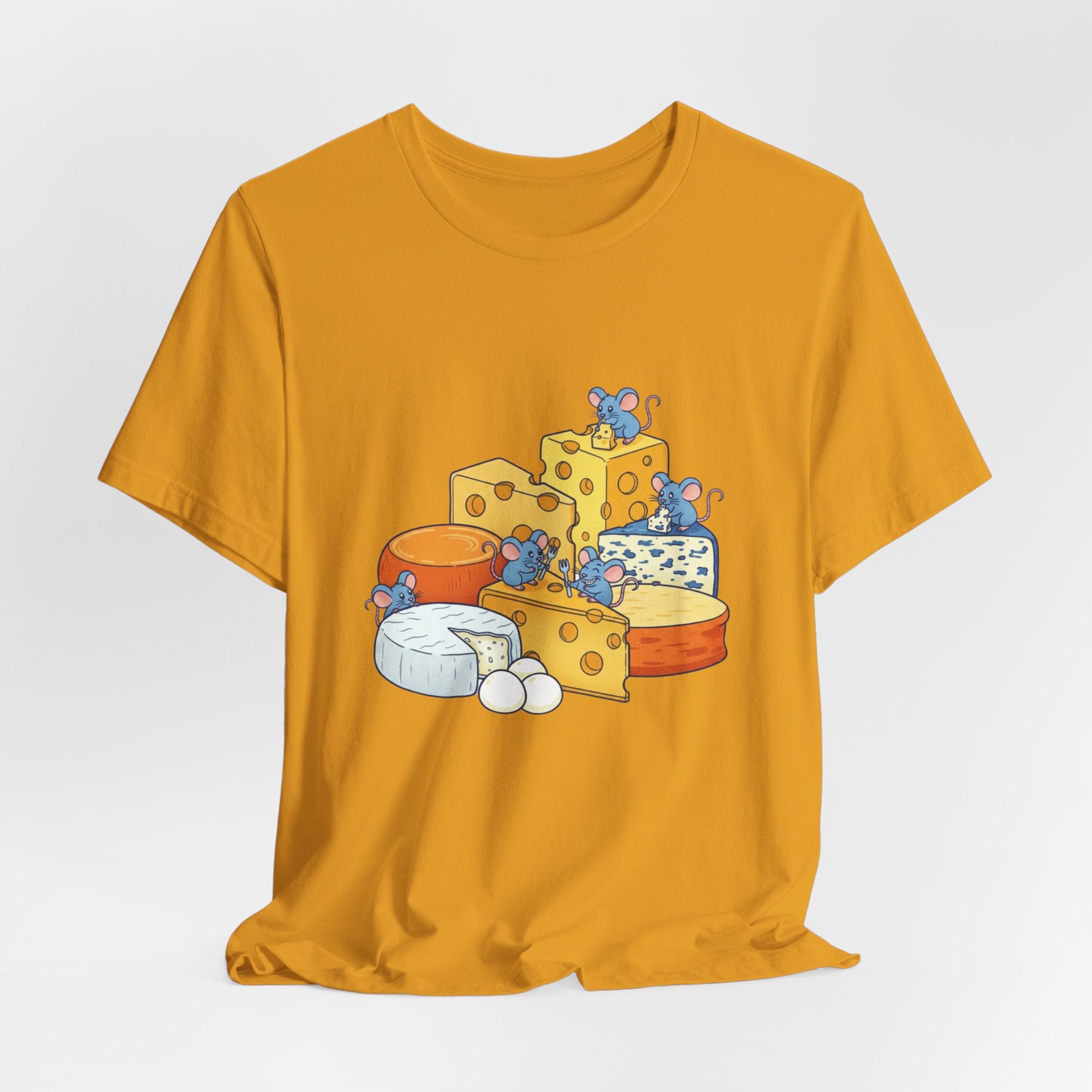 Cheese Platter T-Shirt — Cute Mice & Assorted Cheeses Tee