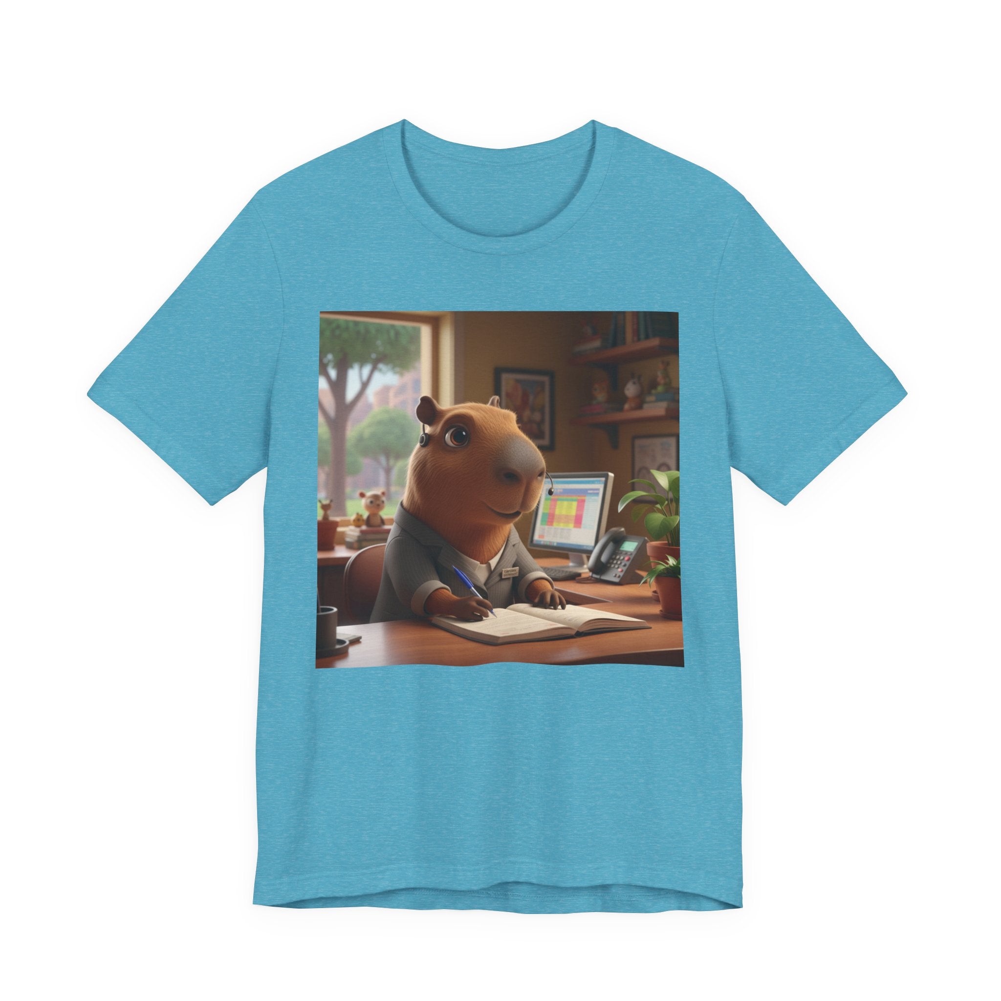 Capybara Receptionist — Cute Capybara Office Animal Illustration T-Shirt