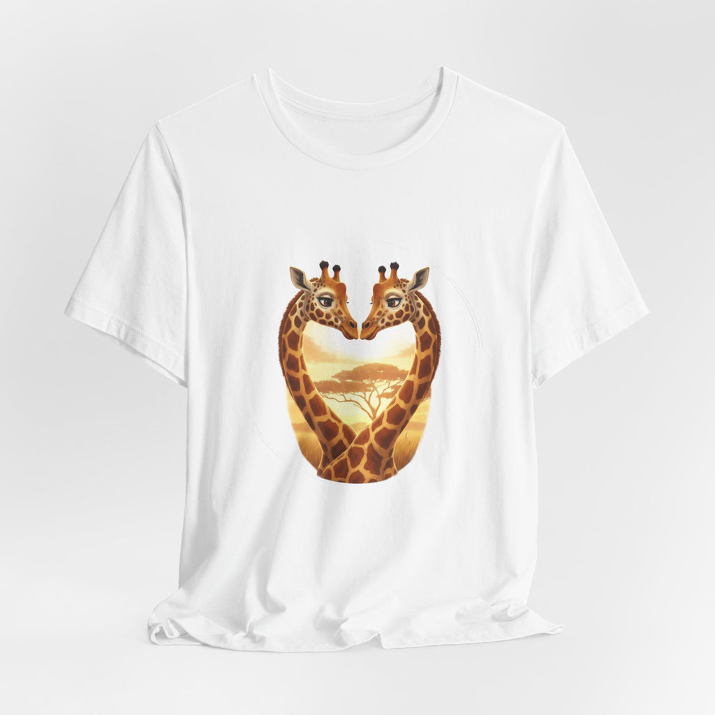 Giraffe Heart Tee — Sunset Safari Animal Graphic Shirt