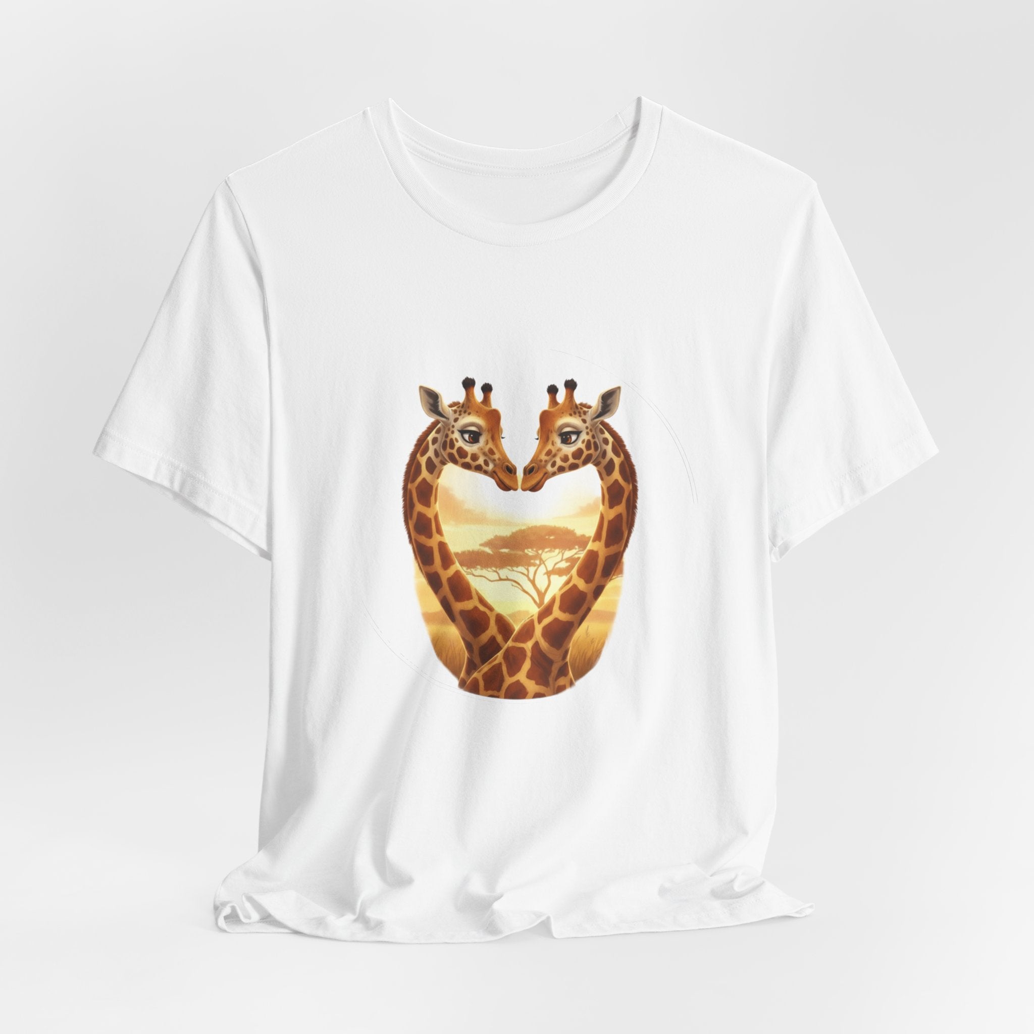 Giraffe Heart Tee — Sunset Safari Animal Graphic Shirt
