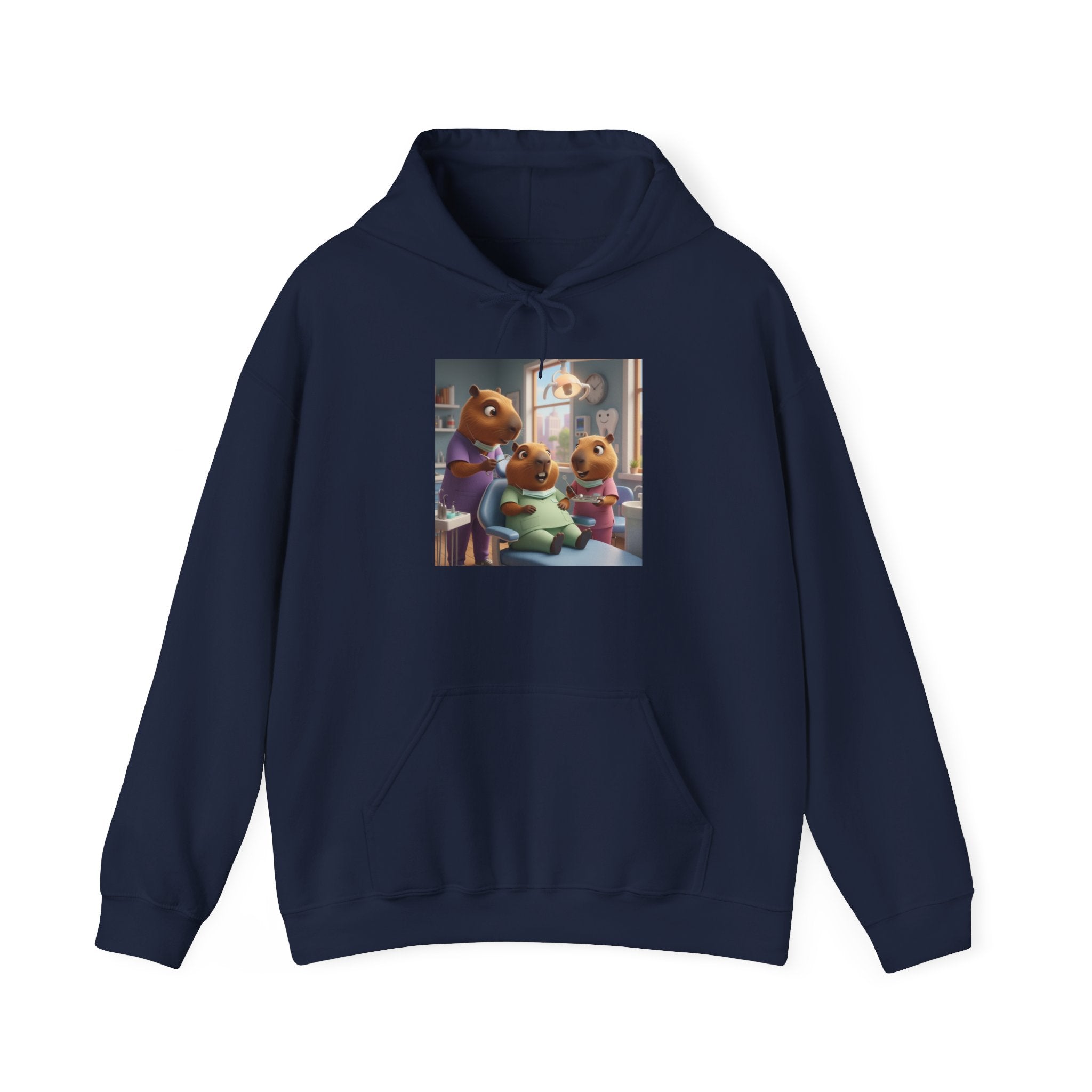 Capybara Dentist Scene Hoodie — Cute Animal Dental Pullover