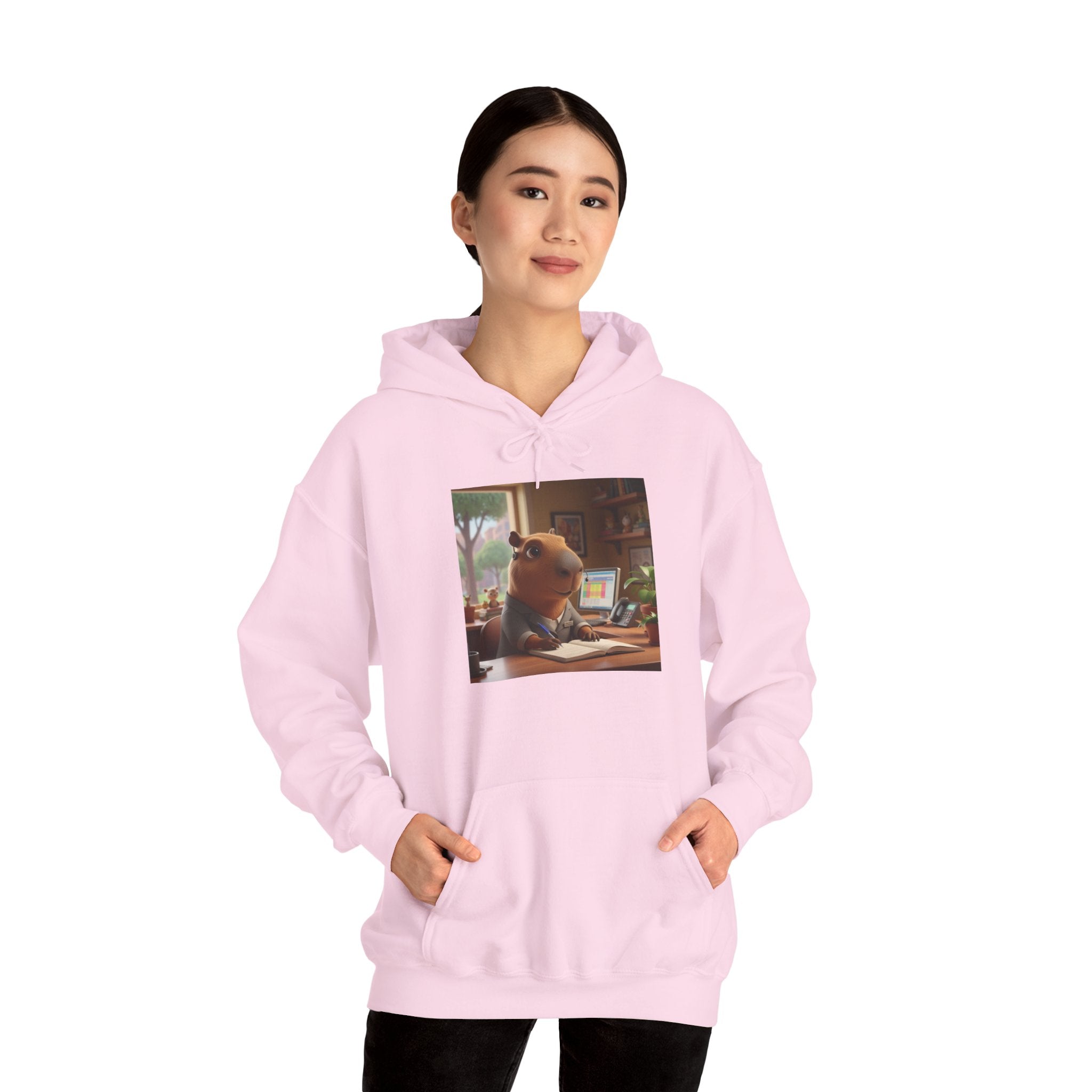Capybara in the Office  Reading Hoodie — Cute Study Vibes Sweatshirt
