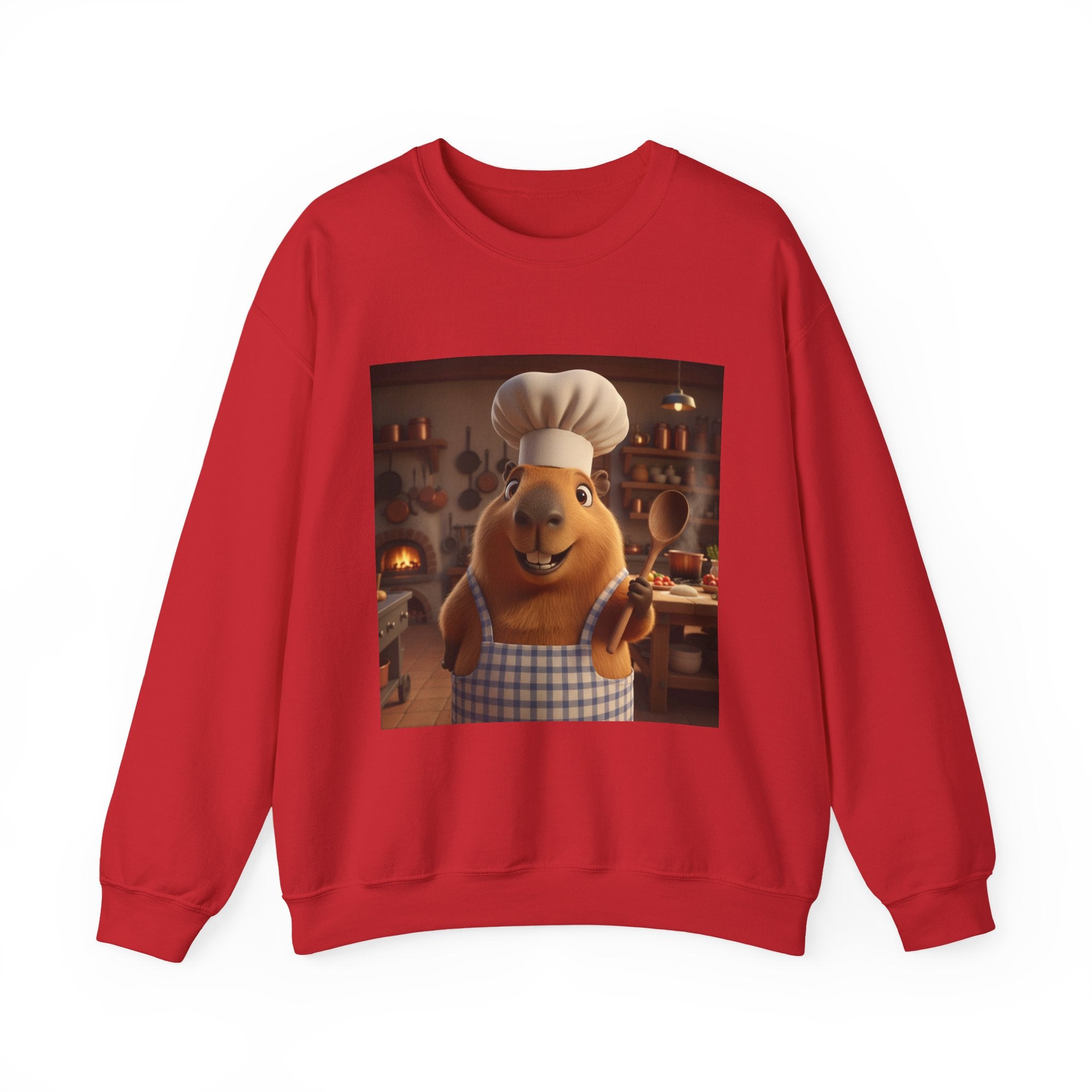 Capybara Chef Crewneck Sweatshirt — Cute Cartoon Capybara Chef Kitchen Pullover