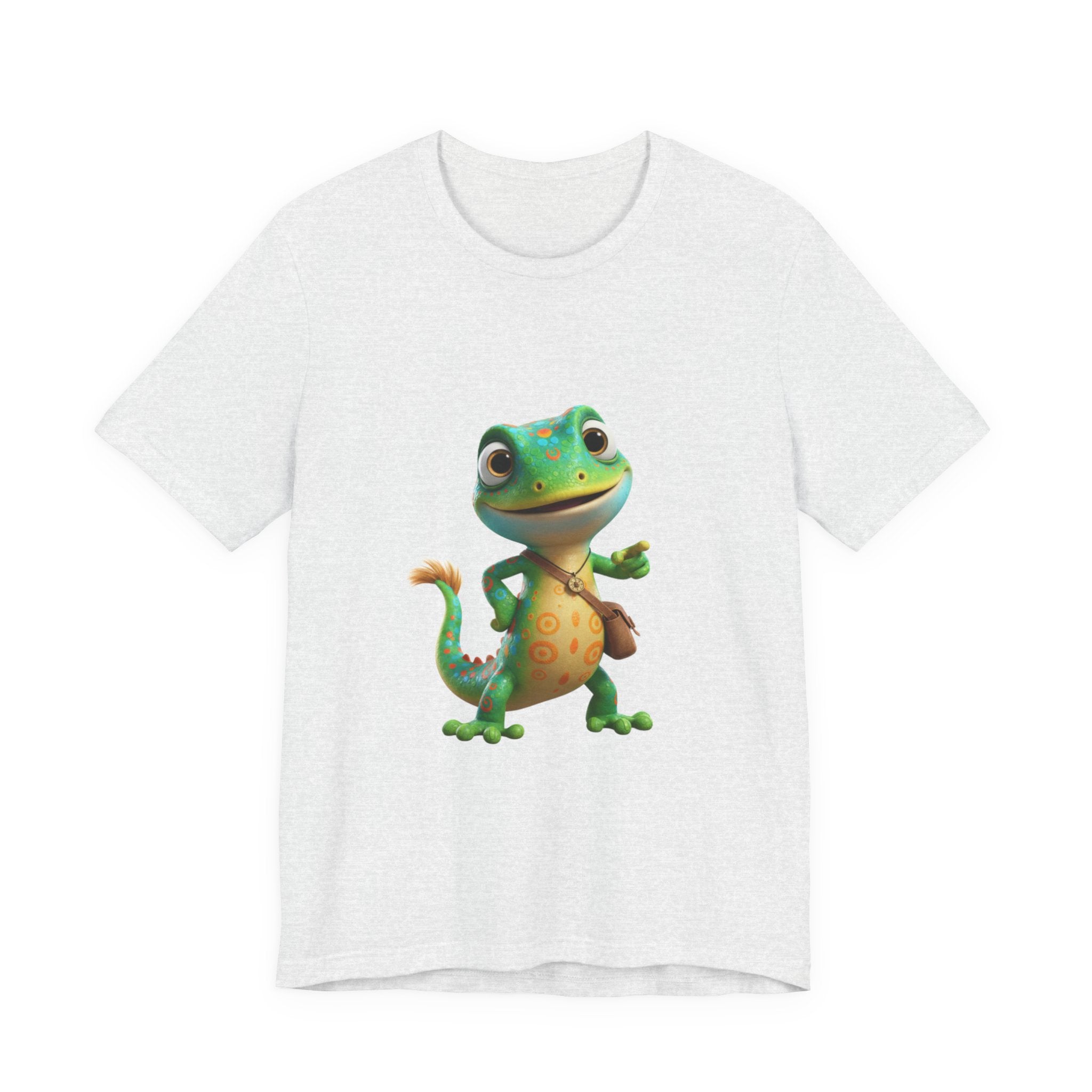 Cute Cartoon Gecko T‑Shirt — Friendly Green Lizard Graphic Tee