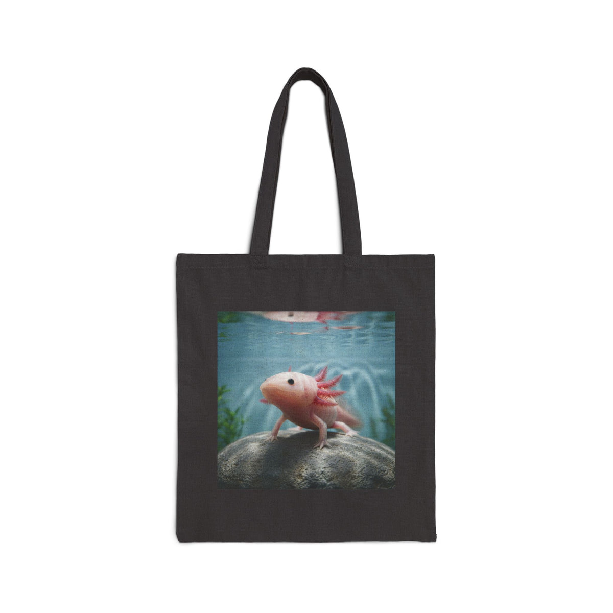 Axolotl Canvas Tote Bag — Cute Underwater Pet Illustration Cotton Shopper