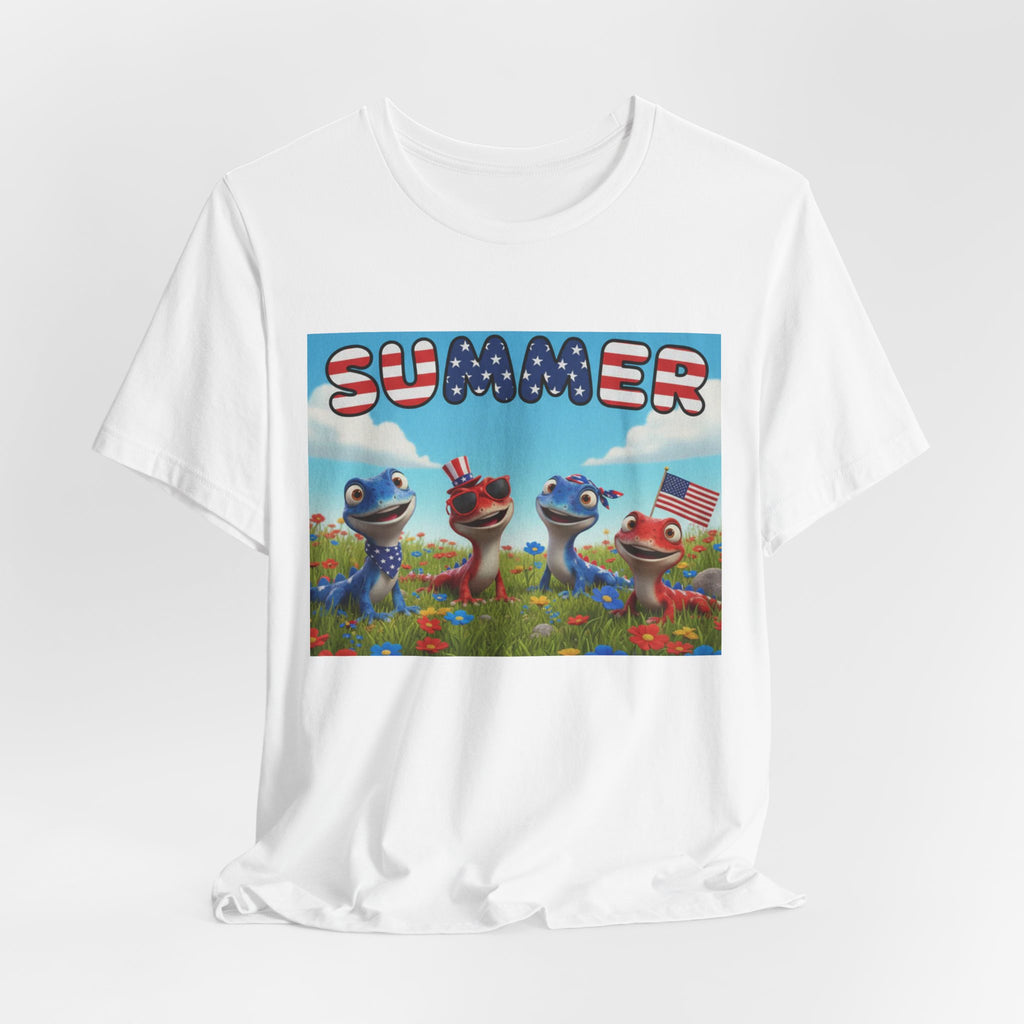 Lizard Meadow Family Summer Tee — Cute Patriotic Lizards Graphic T-Shirt